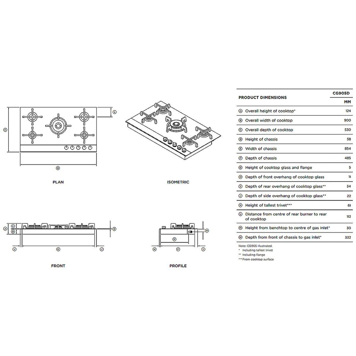 Factory second Fisher & Paykel 90cm Gas Cooktop CG905DNGGB4 - Second Hand Appliances Geebung