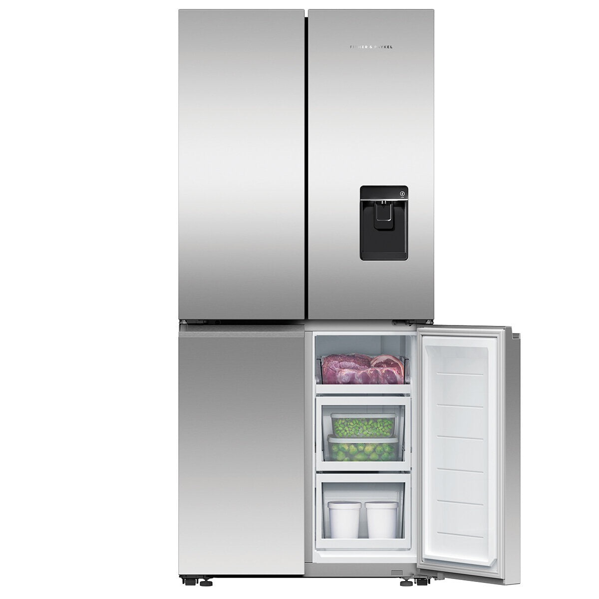 Factory second Fisher&Paykel 498L Quad Door Refrigerator Freezer with Ice and Water Stainless Steel Model: RF500QNUX1 - Second Hand Appliances Geebung