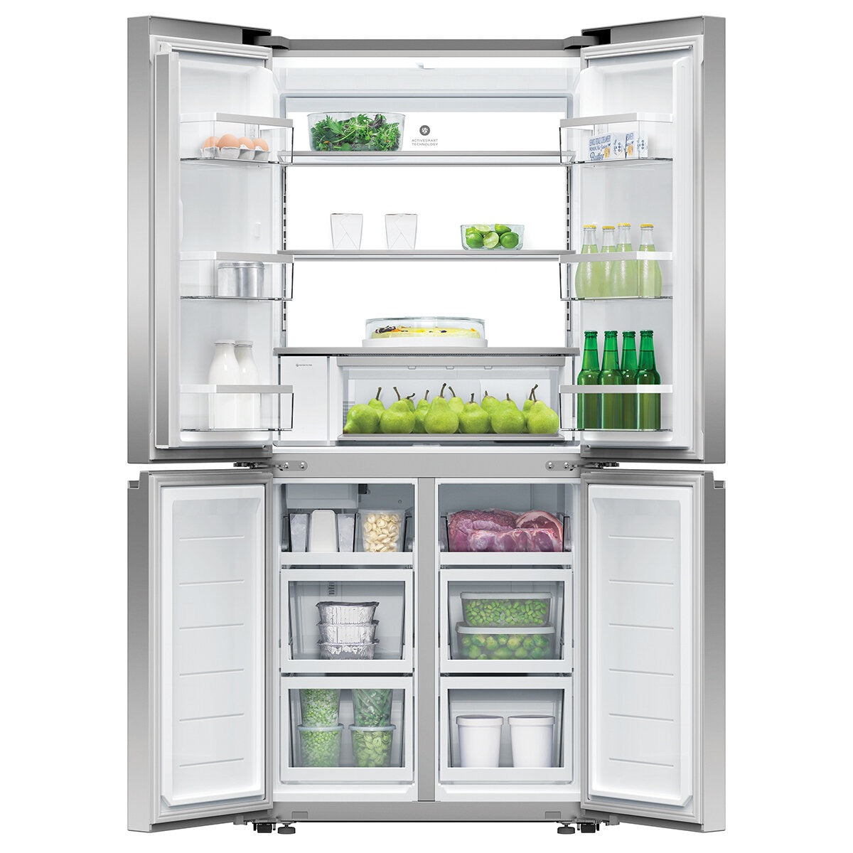 Factory second Fisher&Paykel 498L Quad Door Refrigerator Freezer with Ice and Water Stainless Steel Model: RF500QNUX1 - Second Hand Appliances Geebung