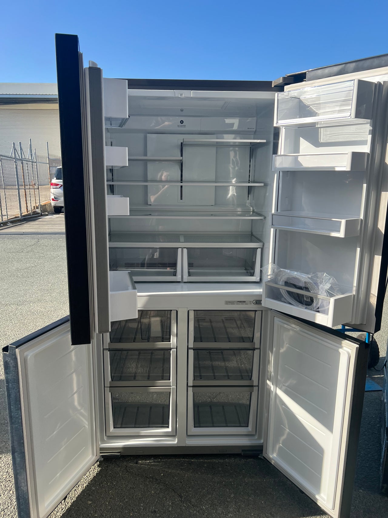 Transportation damaged 538L Series 7 Quad Door Refrigerator Freezer Ice & Water RF605QZUVB1 - Second Hand Appliances Geebung