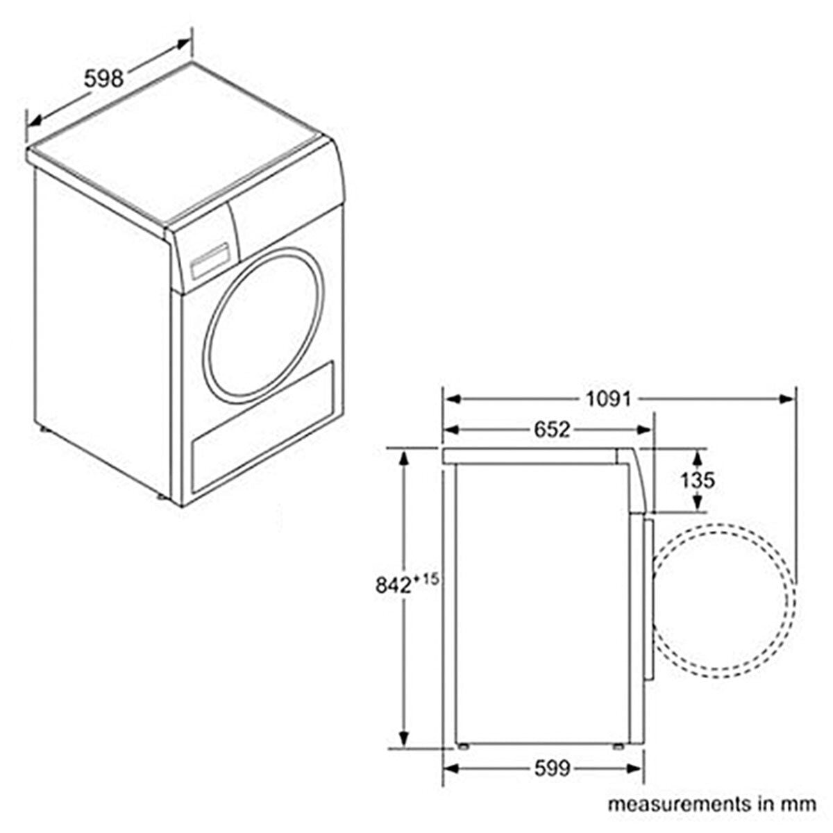 Second hand Bosch Series 8 Heat Pump Self Cleaning Condenser 9kg Tumble Dryer WTW87564AU - Second Hand Appliances Geebung