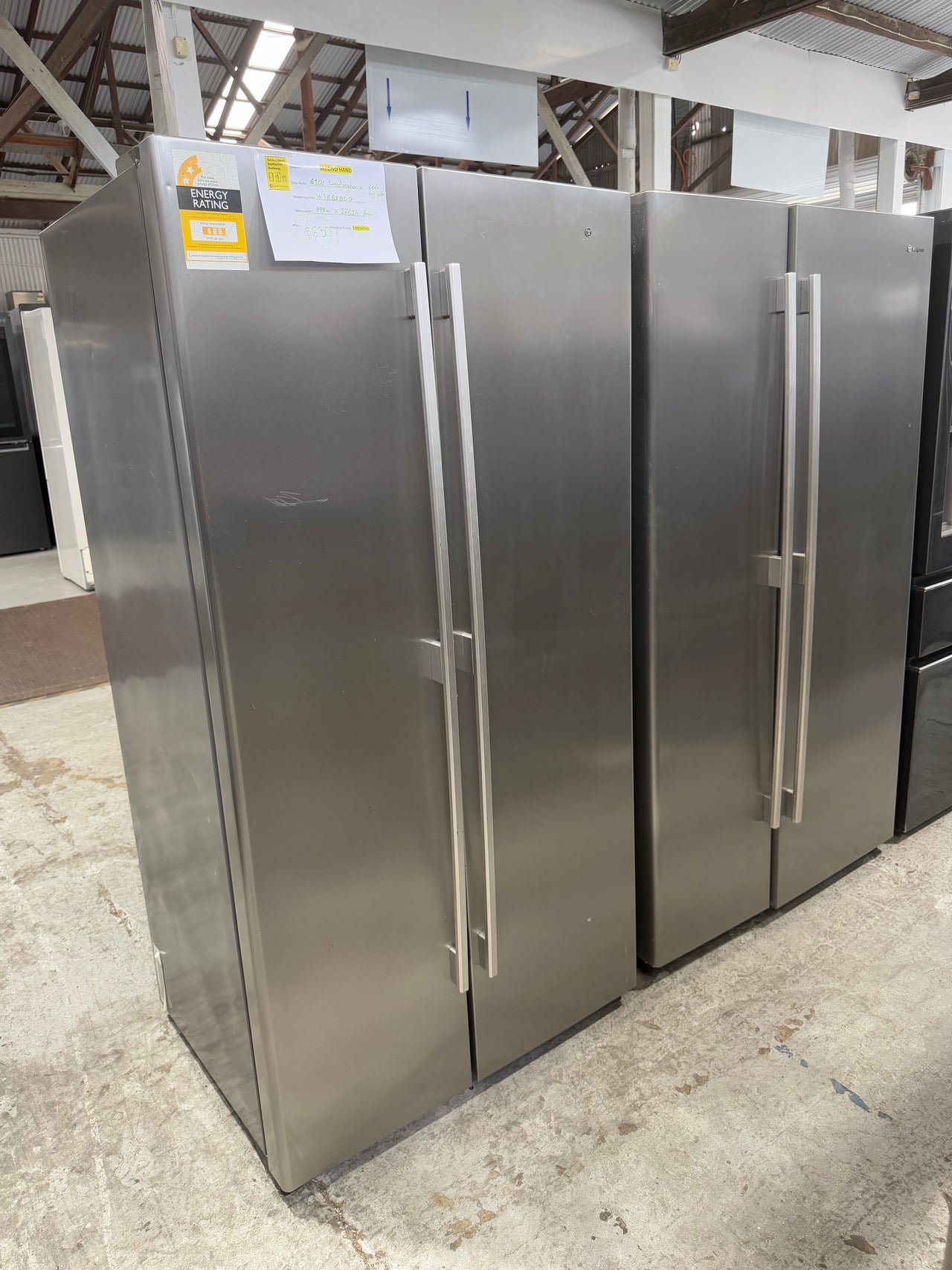 Second hand Westinghouse WSE6100SF – 610L Side-by-Side Refrigerator