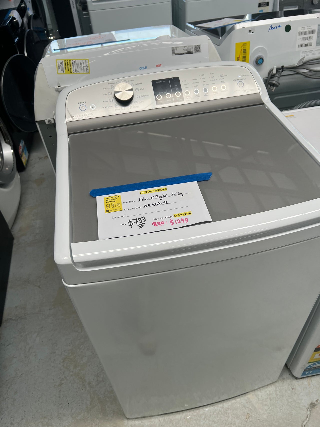 Factory second Fisher & Paykel 8.5kg Top Load Washer WA8560P1 - Second Hand Appliances Geebung