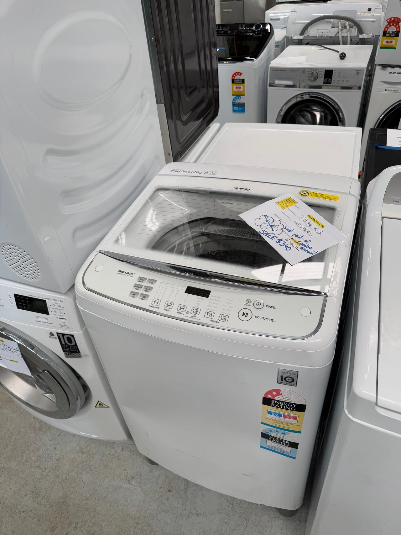 Second hand LG 7.5kg Top Load Washing Machine WTG7532W