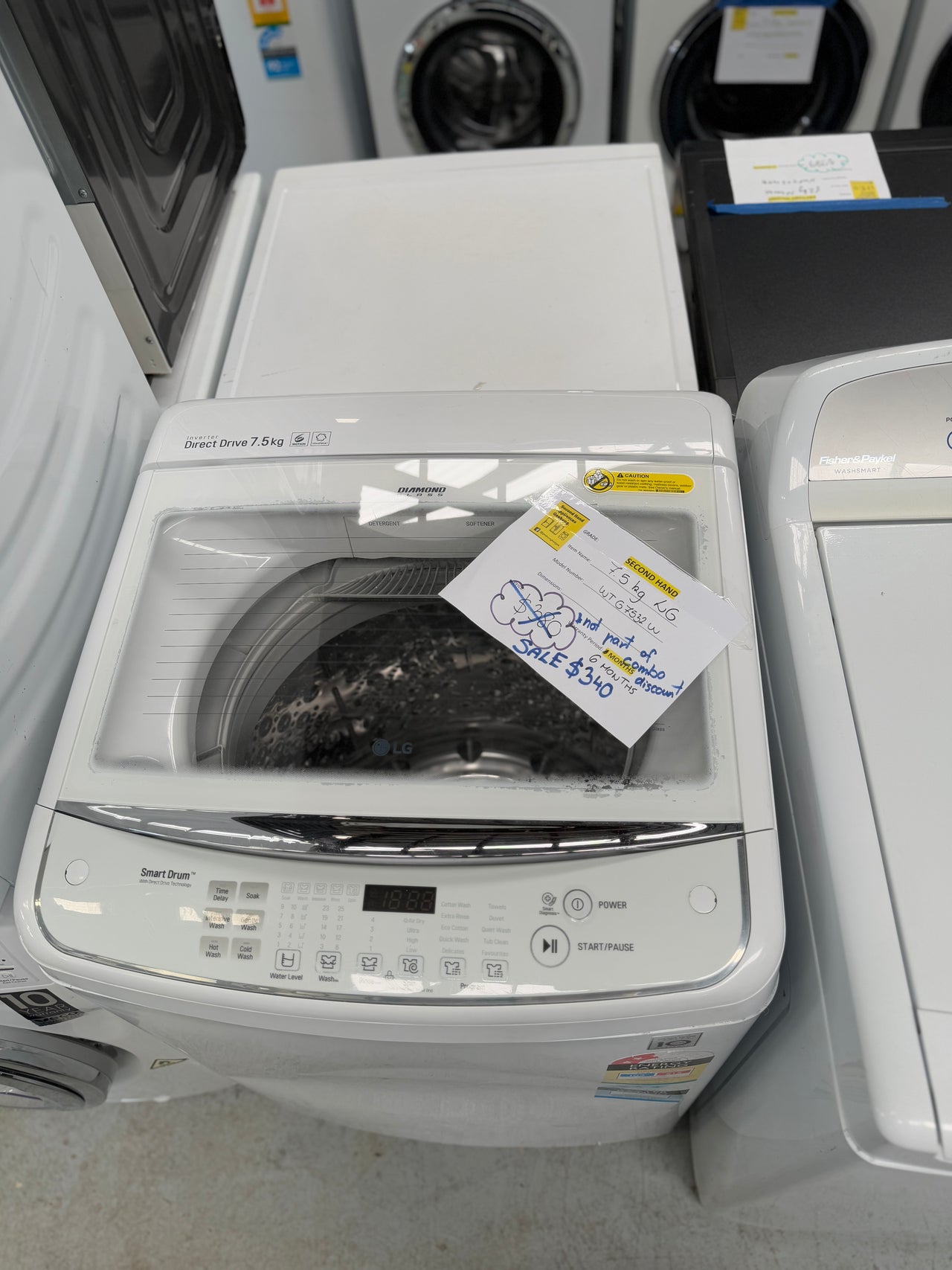 Second hand LG 7.5kg Top Load Washing Machine WTG7532W