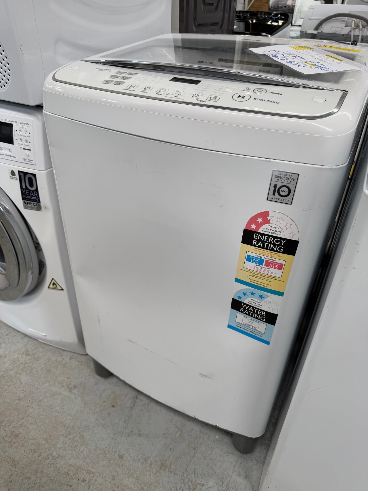 Second hand LG 7.5kg Top Load Washing Machine WTG7532W