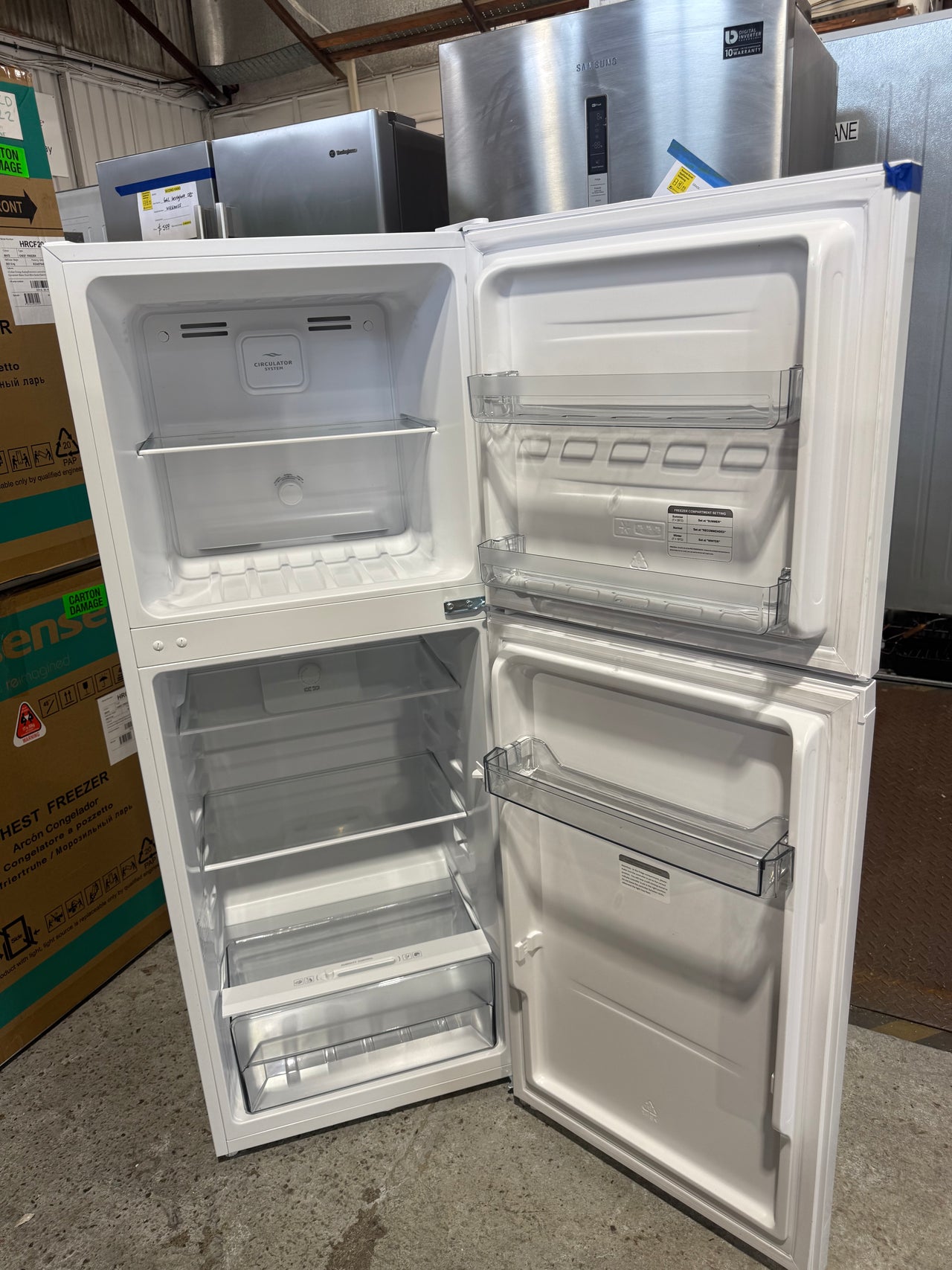 Factory second TCL P220TMW 197L Top Mount Fridge