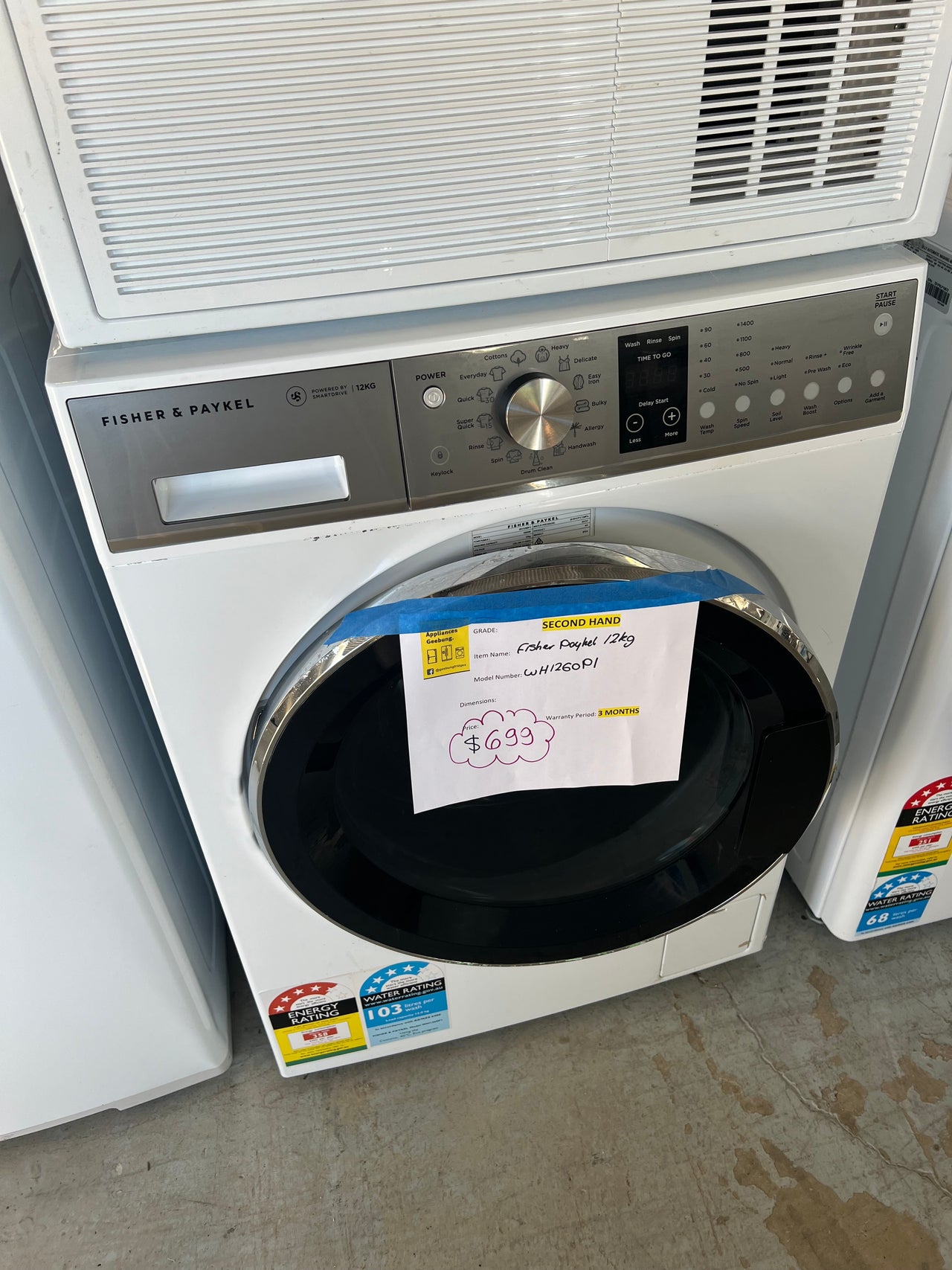 Second hand Fisher & Paykel 12kg WashSmart Front Load Washing Machine WH1260P1 - Second Hand Appliances Geebung