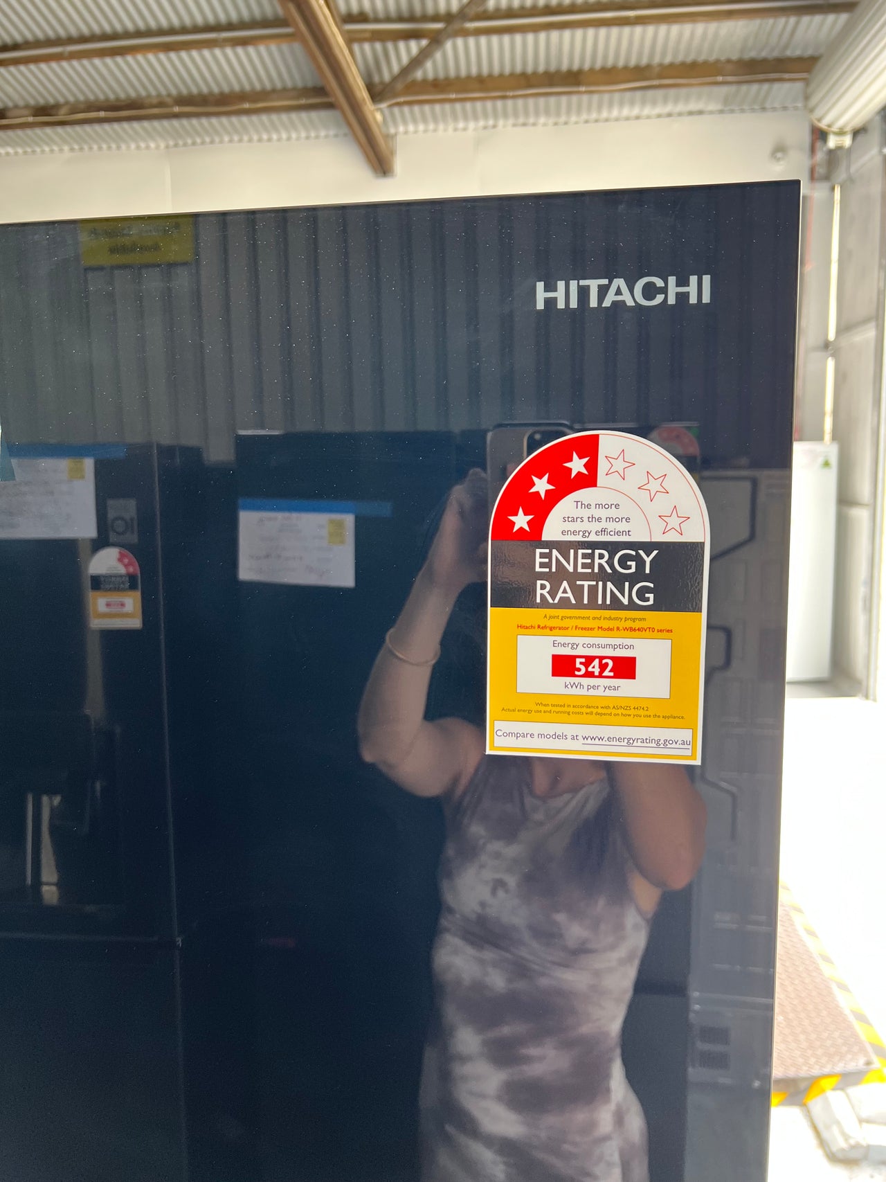 Factory second HITACHI 638L FRENCH DOOR INVERTER FRIDGE - BLACK GLASS RWB640VT0GBK - Second Hand Appliances Geebung