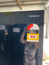 Thumbnail for Factory second HITACHI 638L FRENCH DOOR INVERTER FRIDGE - BLACK GLASS RWB640VT0GBK - Second Hand Appliances Geebung