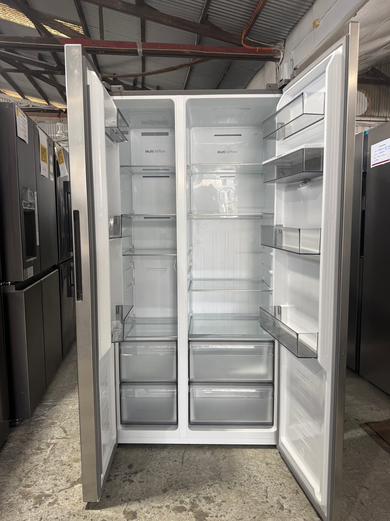 Factory second Hisense HRSBS540SW 541 L PureFlat Side-by-Side Refrigerator – Silver / Stainless Steel