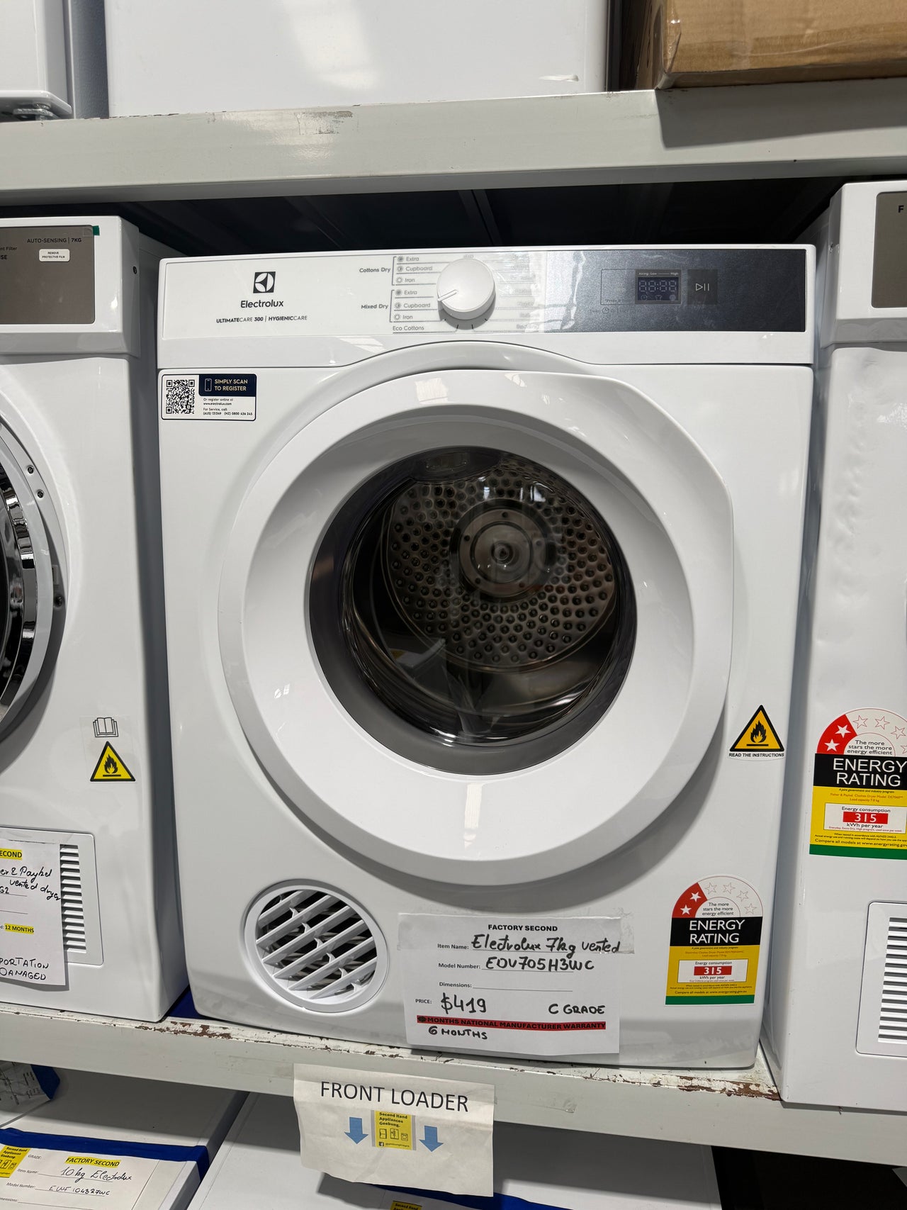 Factory second Electrolux EDV705H3WC 7kg vented tumble dryer(NAT)