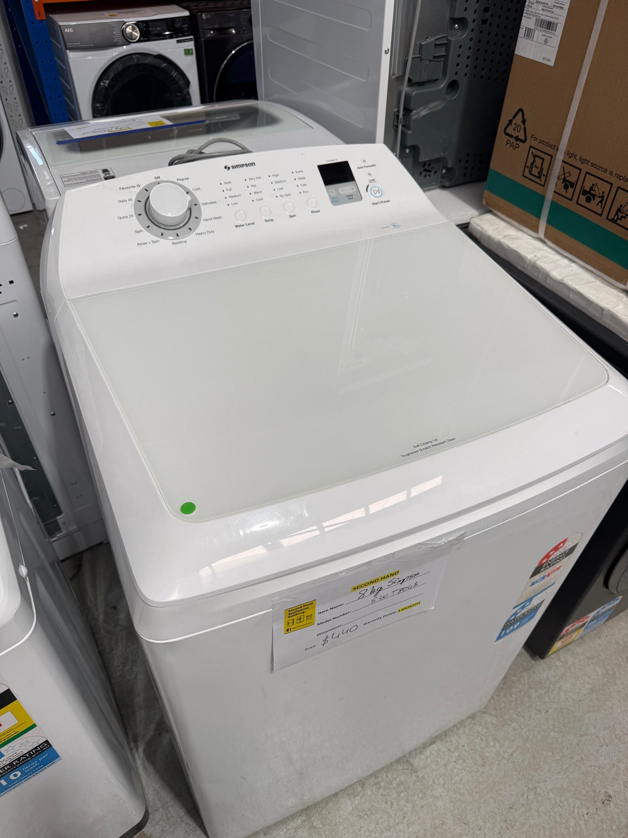 Second hand Simpson 8kg Top Load Washing Machine – SWT8043