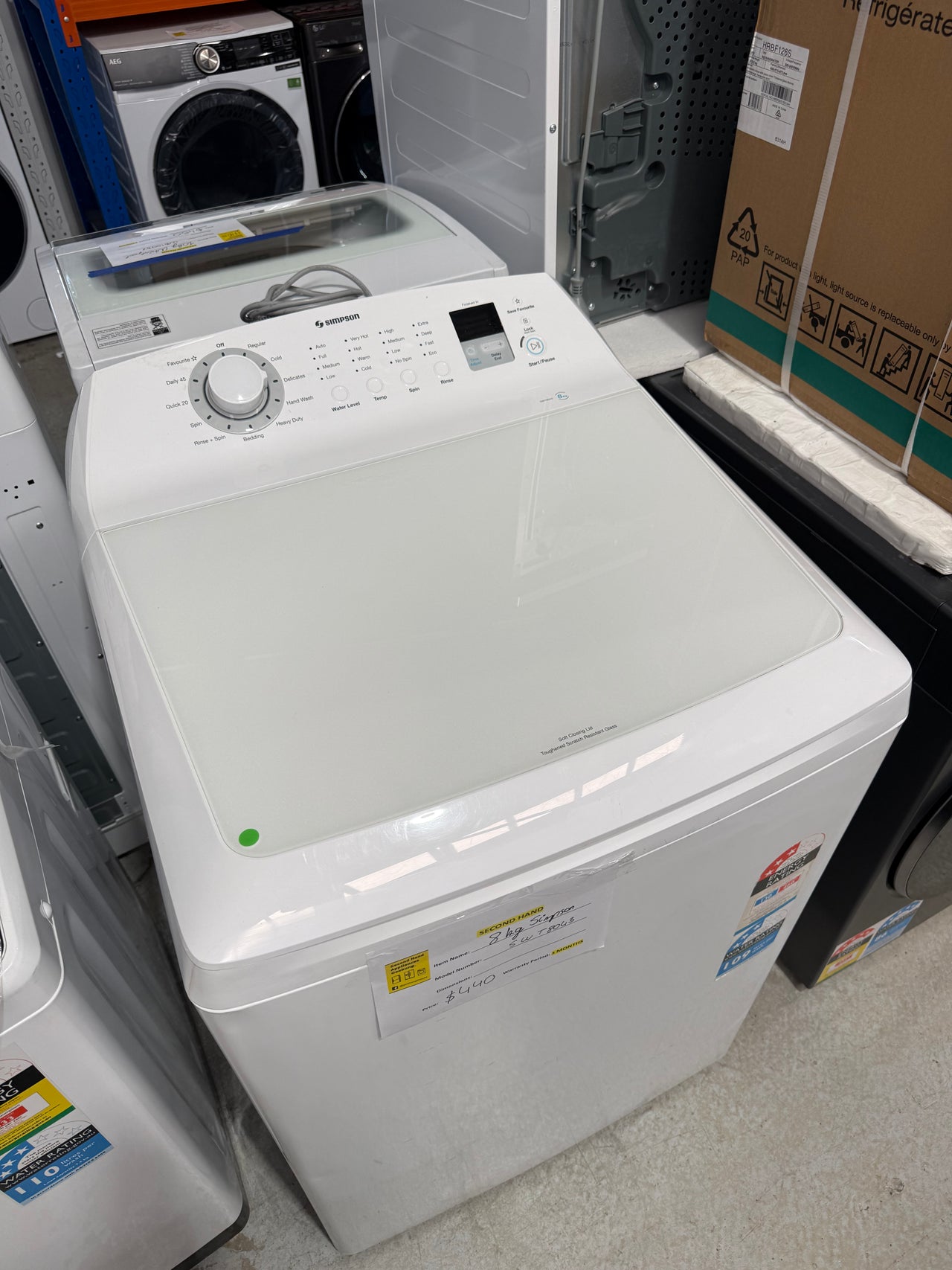 Second hand Simpson 8kg Top Load Washing Machine – SWT8043