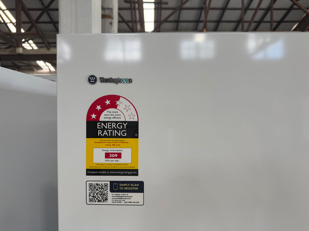 Factory second Westinghouse 388 L Vertical Freezer – Model WFB4204WC
