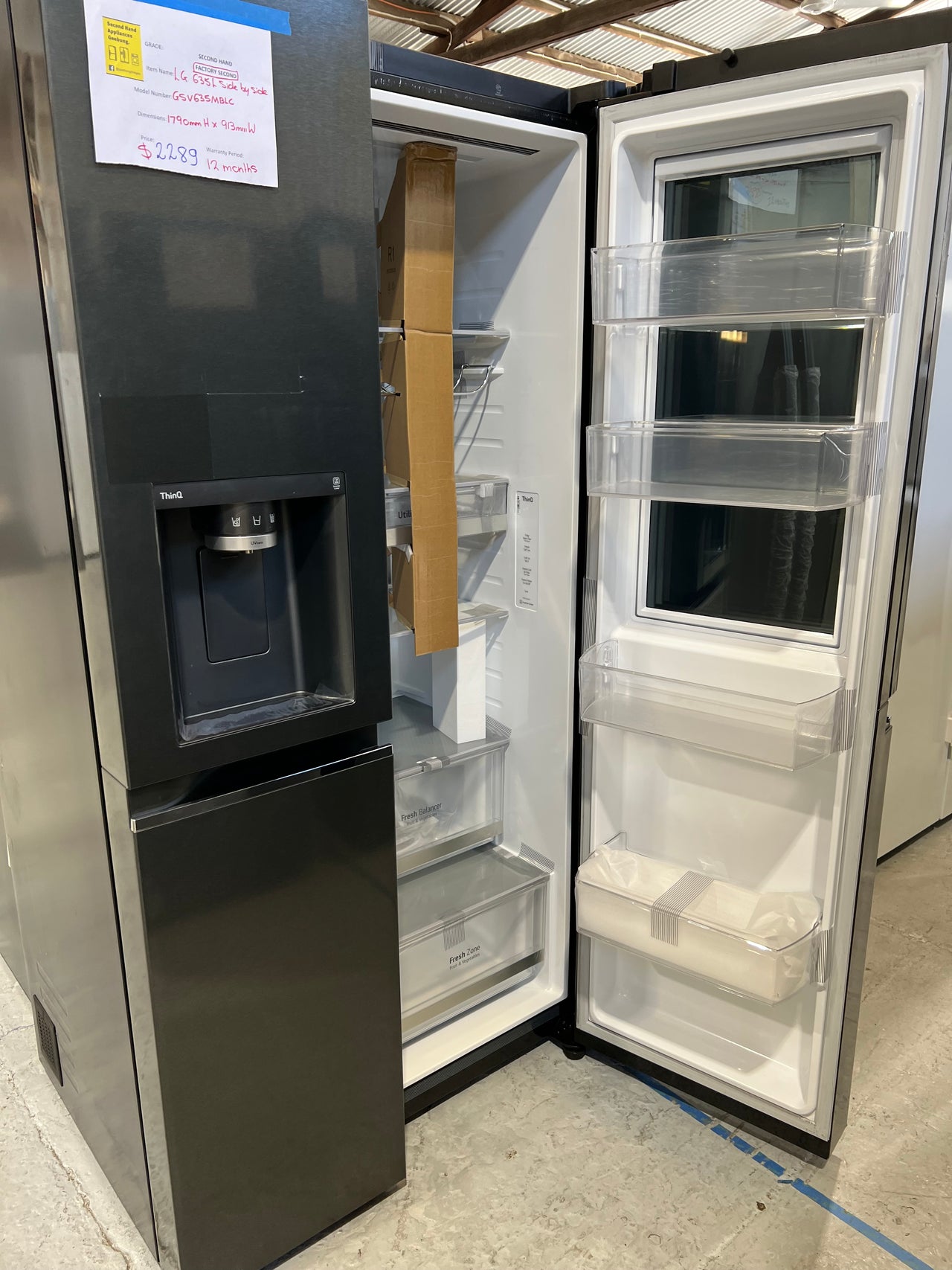 Factory second 635L LG side by side /InstaView/Matte Black GSV635MBLC Second Hand Appliances