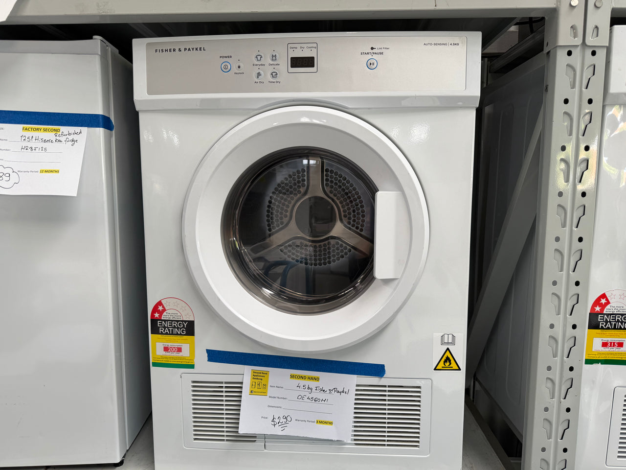 Second hand Fisher & Paykel DE4560M1 4.5kg vented dryer