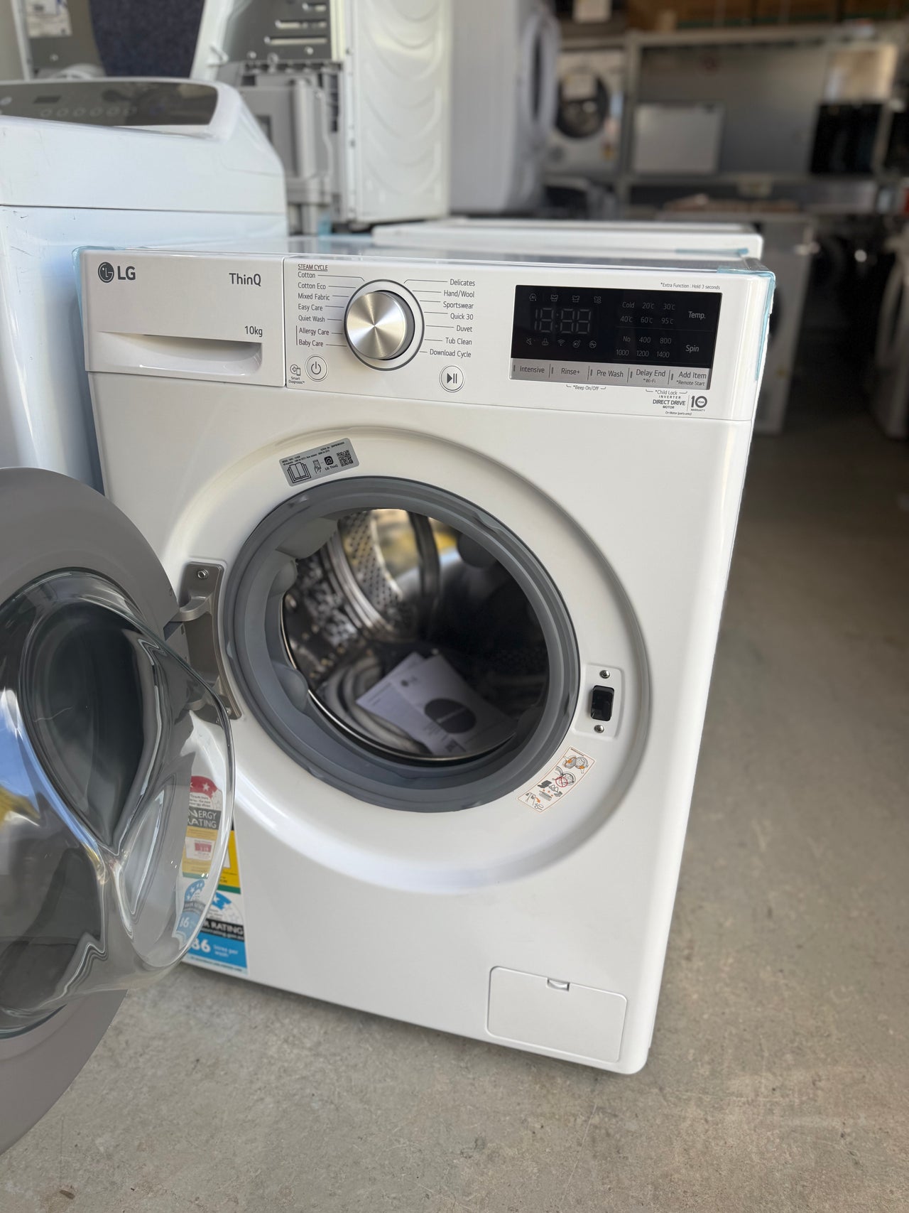 Transportation damaged LG 10kg Front Load Washer with Steam – White (Model WV5-1410W)