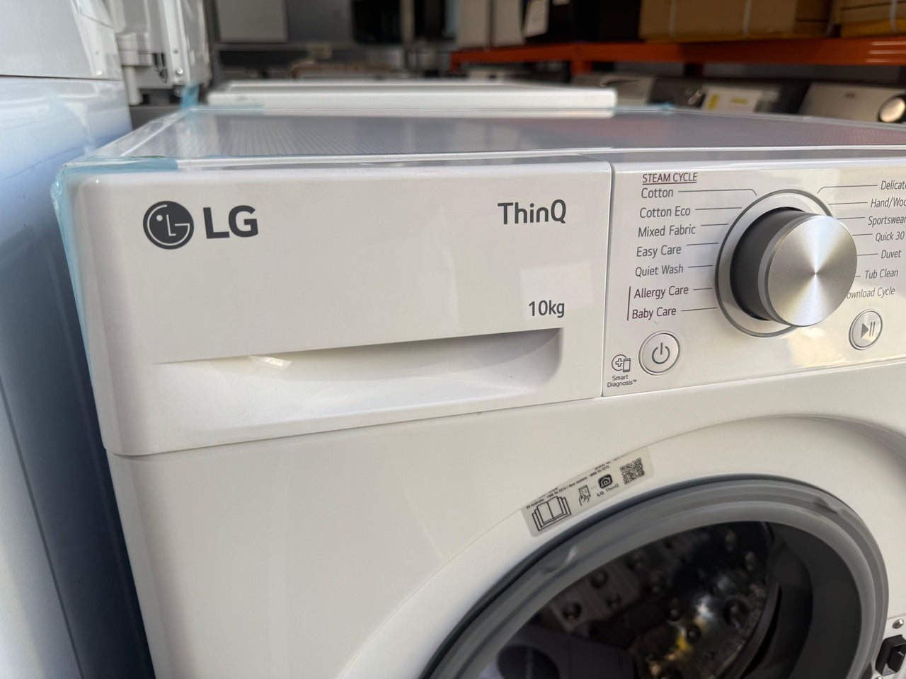Transportation damaged LG 10kg Front Load Washer with Steam – White (Model WV5-1410W)