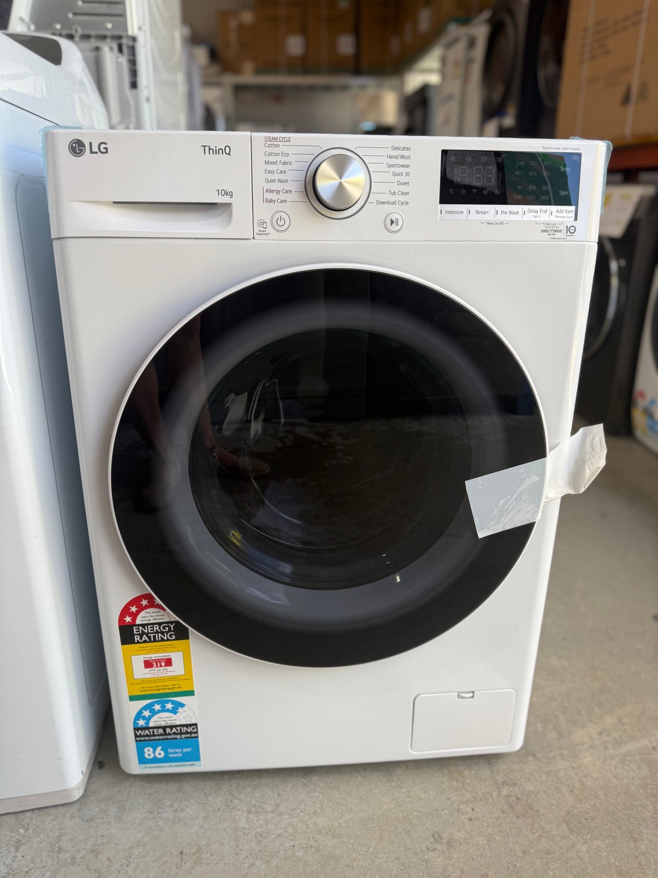 Transportation damaged LG 10kg Front Load Washer with Steam – White (Model WV5-1410W)