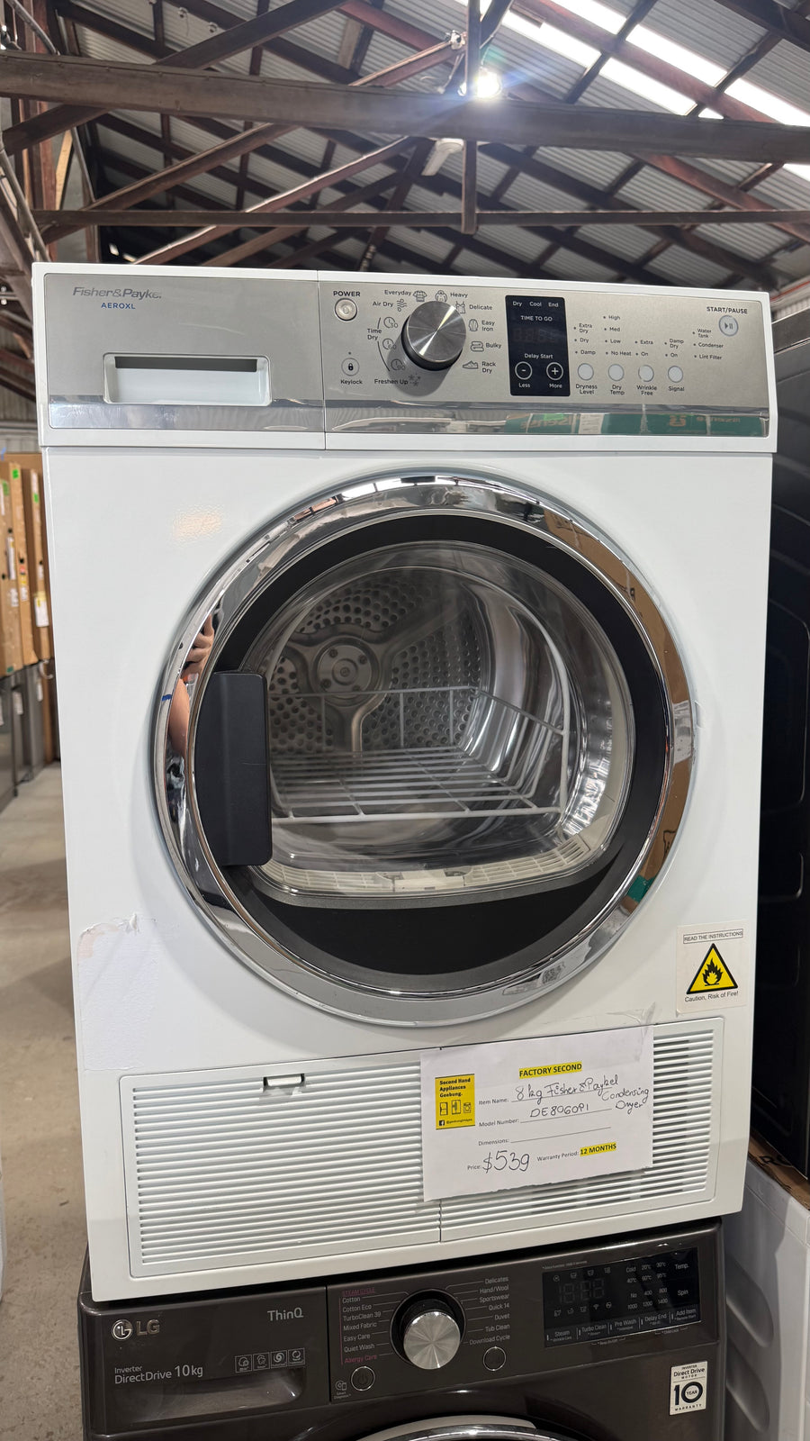 Factory second Fisher & Paykel 8kg Condenser Dryer – DE8060P1