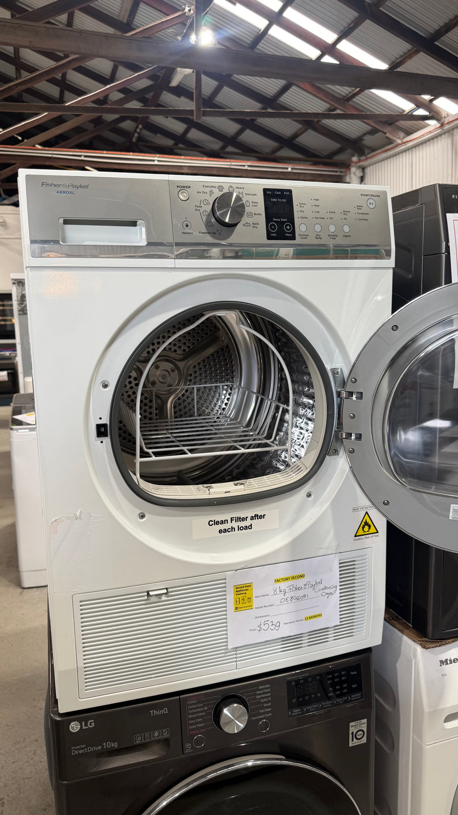 Factory second Fisher & Paykel 8kg Condenser Dryer – DE8060P1