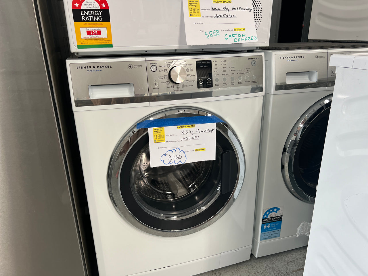 Second hand Fisher&Paykel 8.5kg Front Load Washing Machine Model: WH8560P2 - Second Hand Appliances Geebung