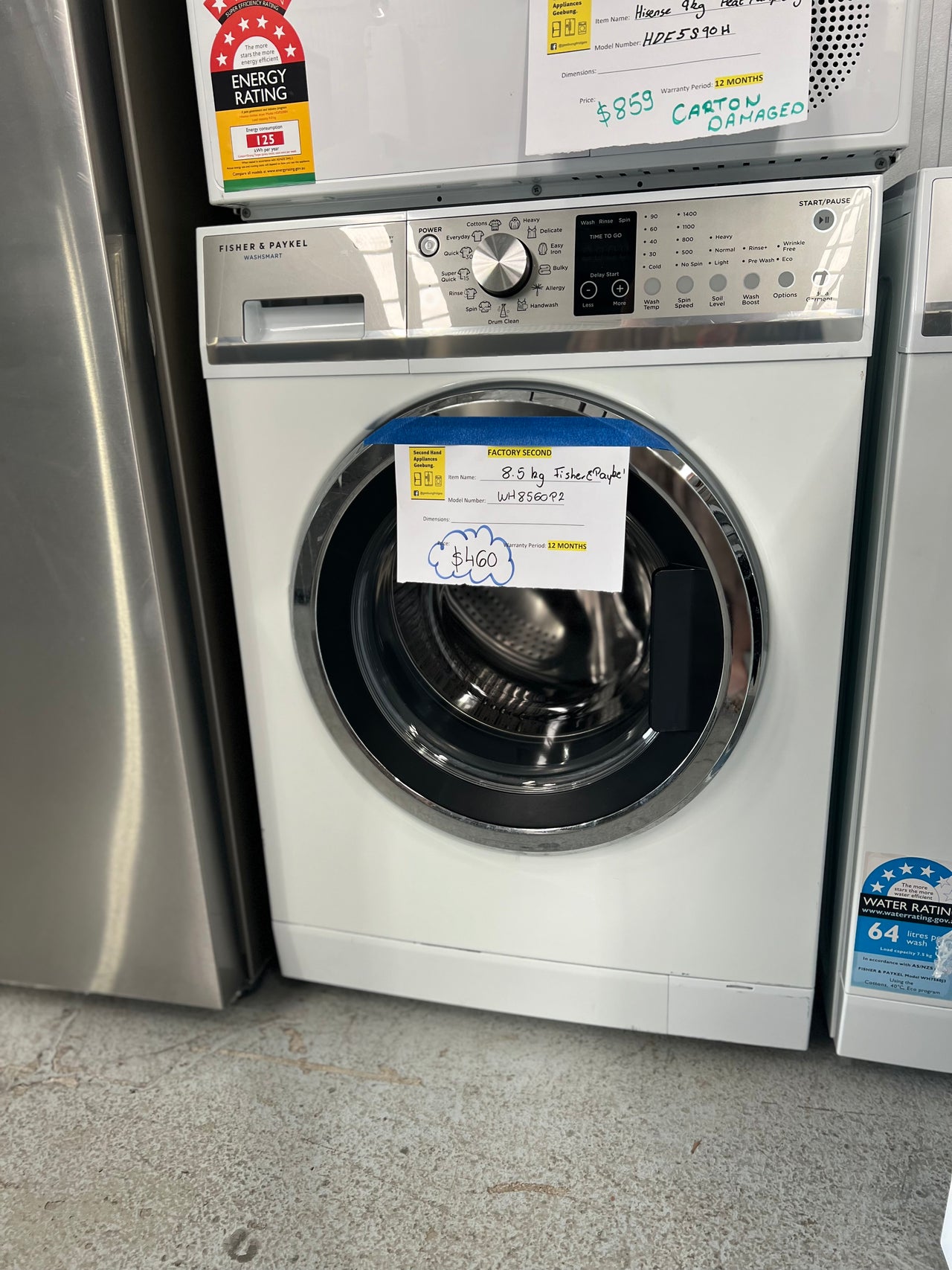 Second hand Fisher&Paykel 8.5kg Front Load Washing Machine Model: WH8560P2 - Second Hand Appliances Geebung