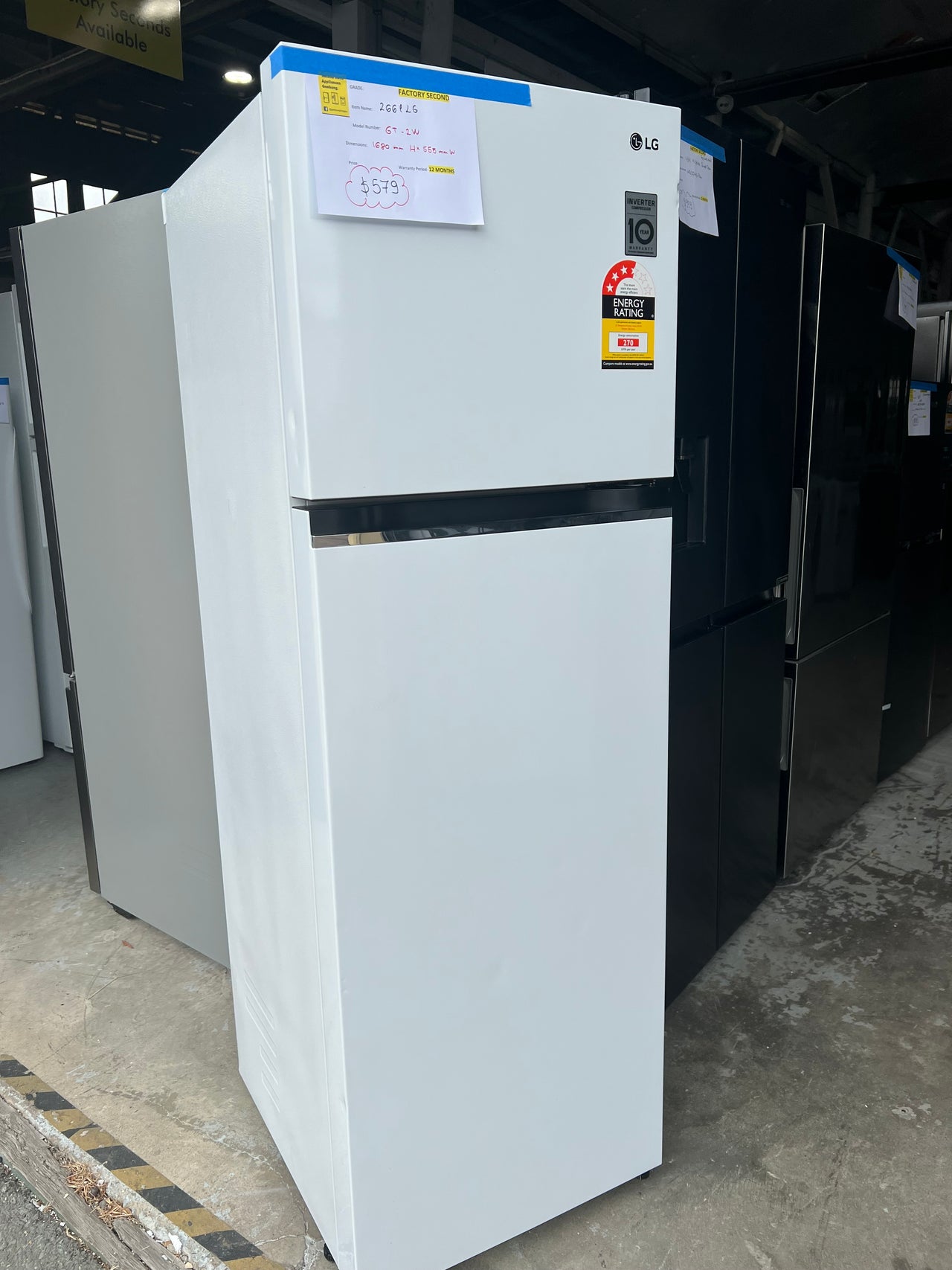 Factory second/Carton damaged LG 266L Top Mount Refrigerator Model GT-2W - Second Hand Appliances Geebung
