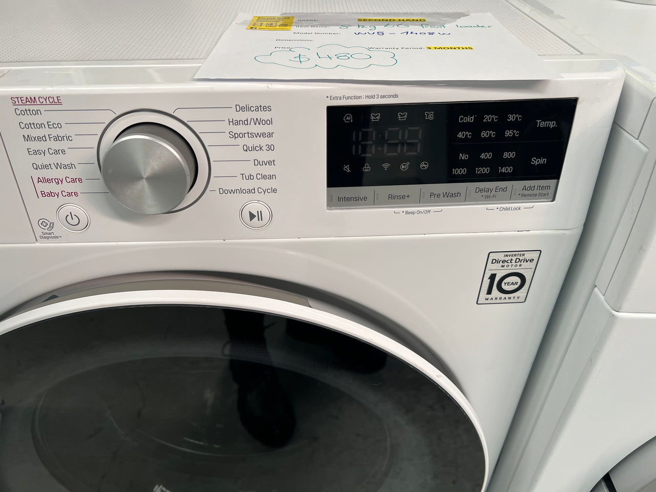 Second hand LG 8kg Series 5 Front Load Washing Machine Model: WV5-1408W - Second Hand Appliances Geebung