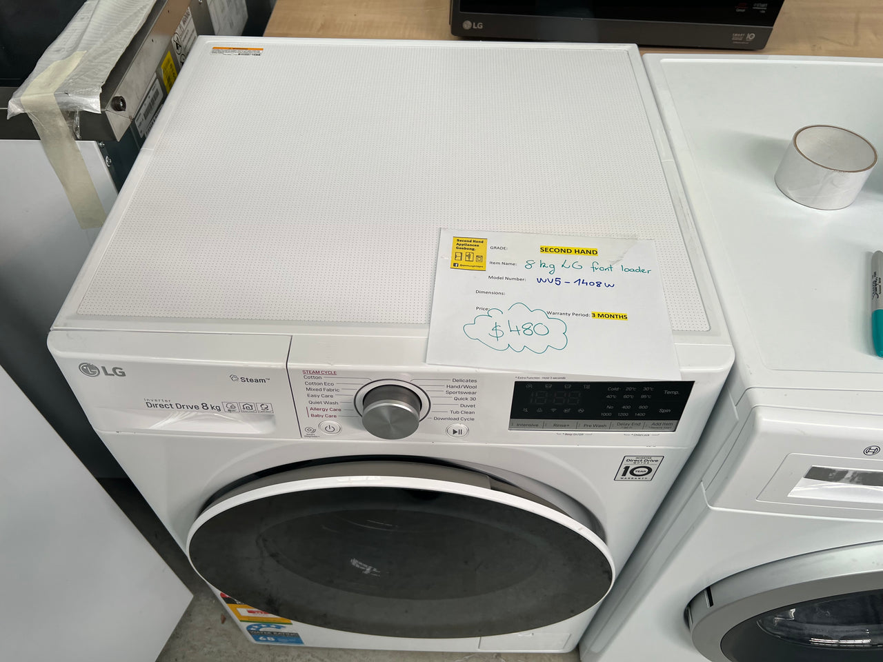 Second hand LG 8kg Series 5 Front Load Washing Machine Model: WV5-1408W - Second Hand Appliances Geebung