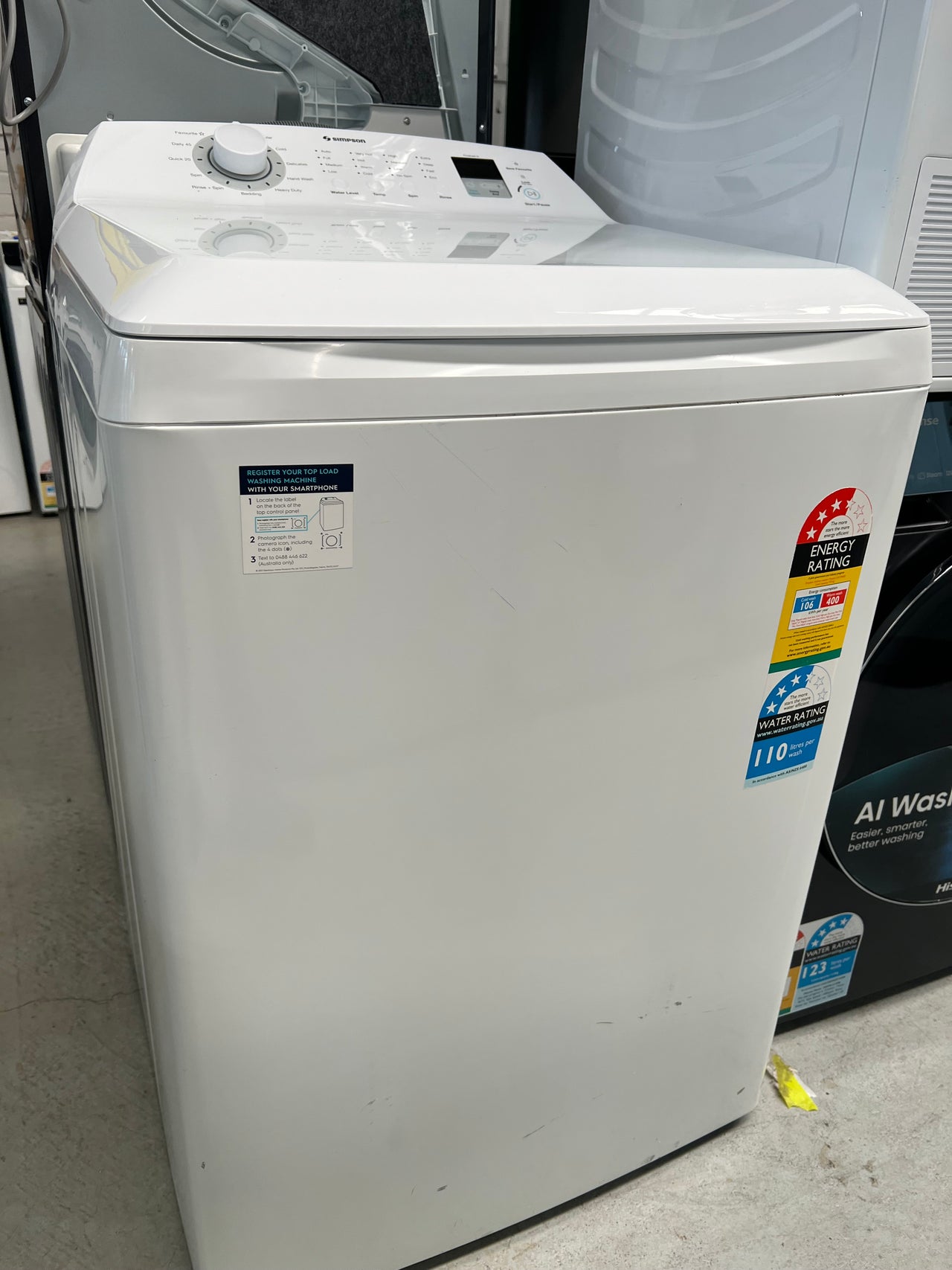 Simpson 9kg Top Load Washing Machine Model: SWT9043 - Second Hand Appliances Geebung