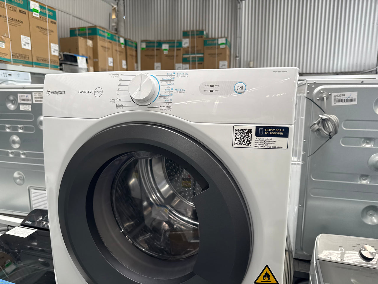 Factory second Westinghouse WDV656N3WB 6.5kg Vented Clothes Dryer - Second Hand Appliances Geebung