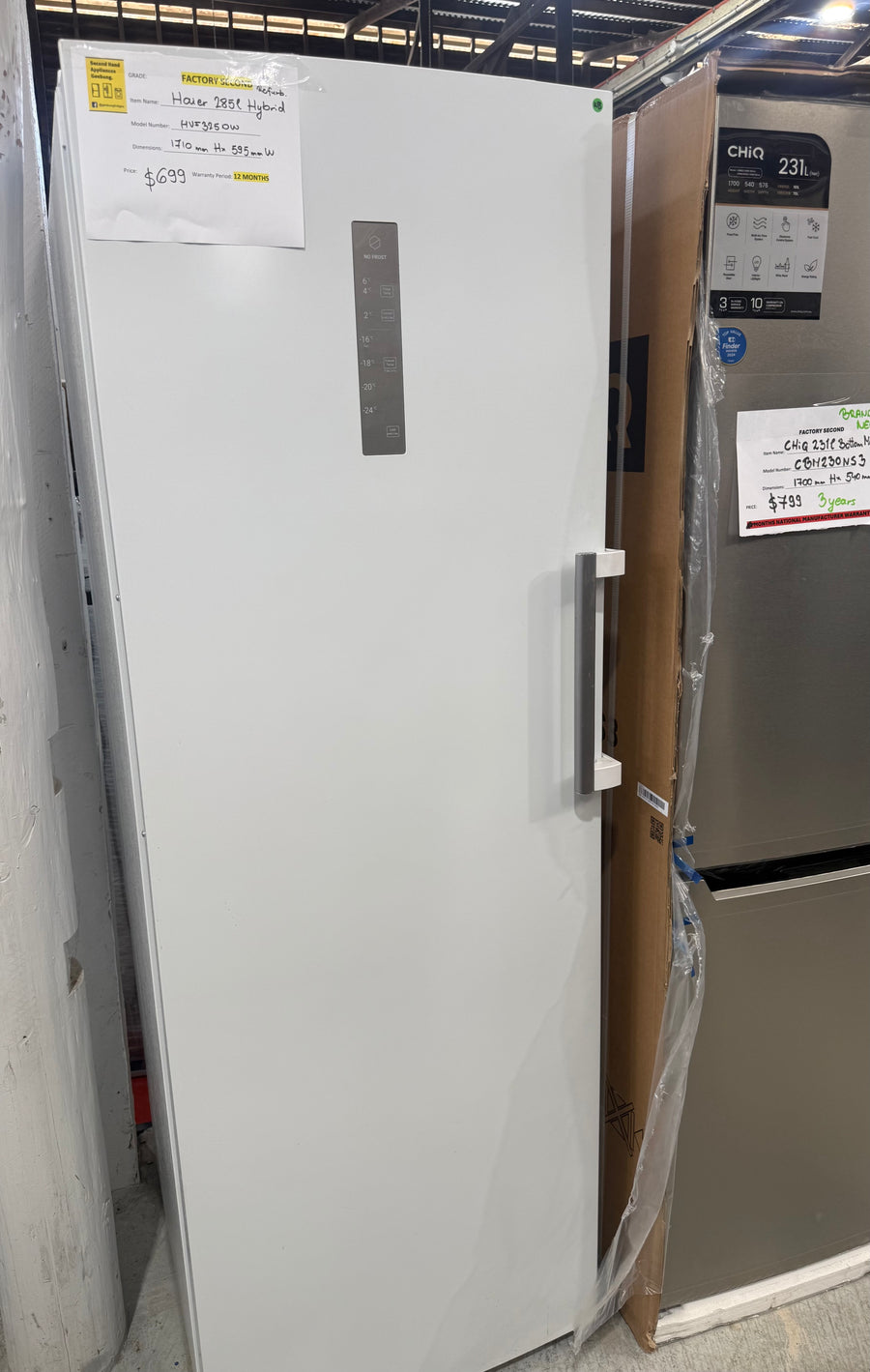 Factory second Haier 285L Hybrid Vertical Freezer – White HVF325DW