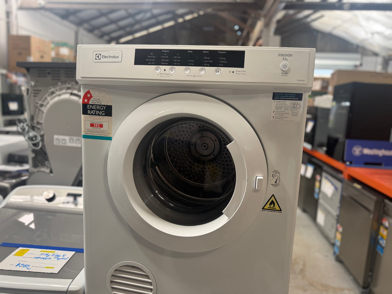 Second hand Electrolux 6.5kg Vented Dryer  Model: EDV6552