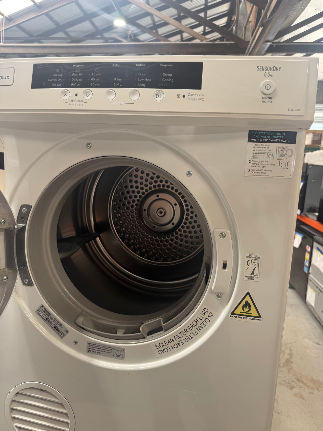 Second hand Electrolux 6.5kg Vented Dryer  Model: EDV6552
