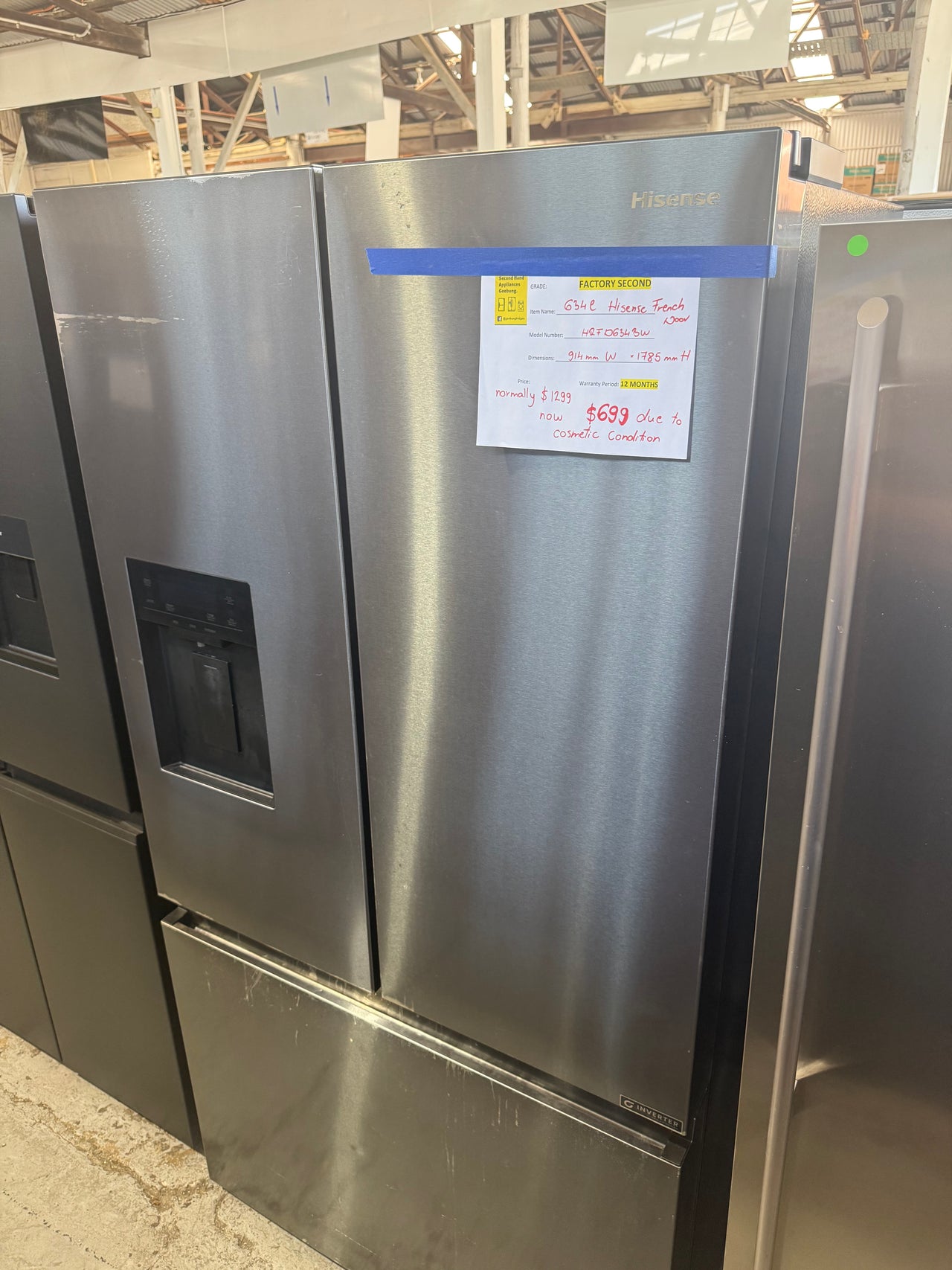 Factory Second Hisense 634L French Door Refrigerator – Black (HRFD634BW)