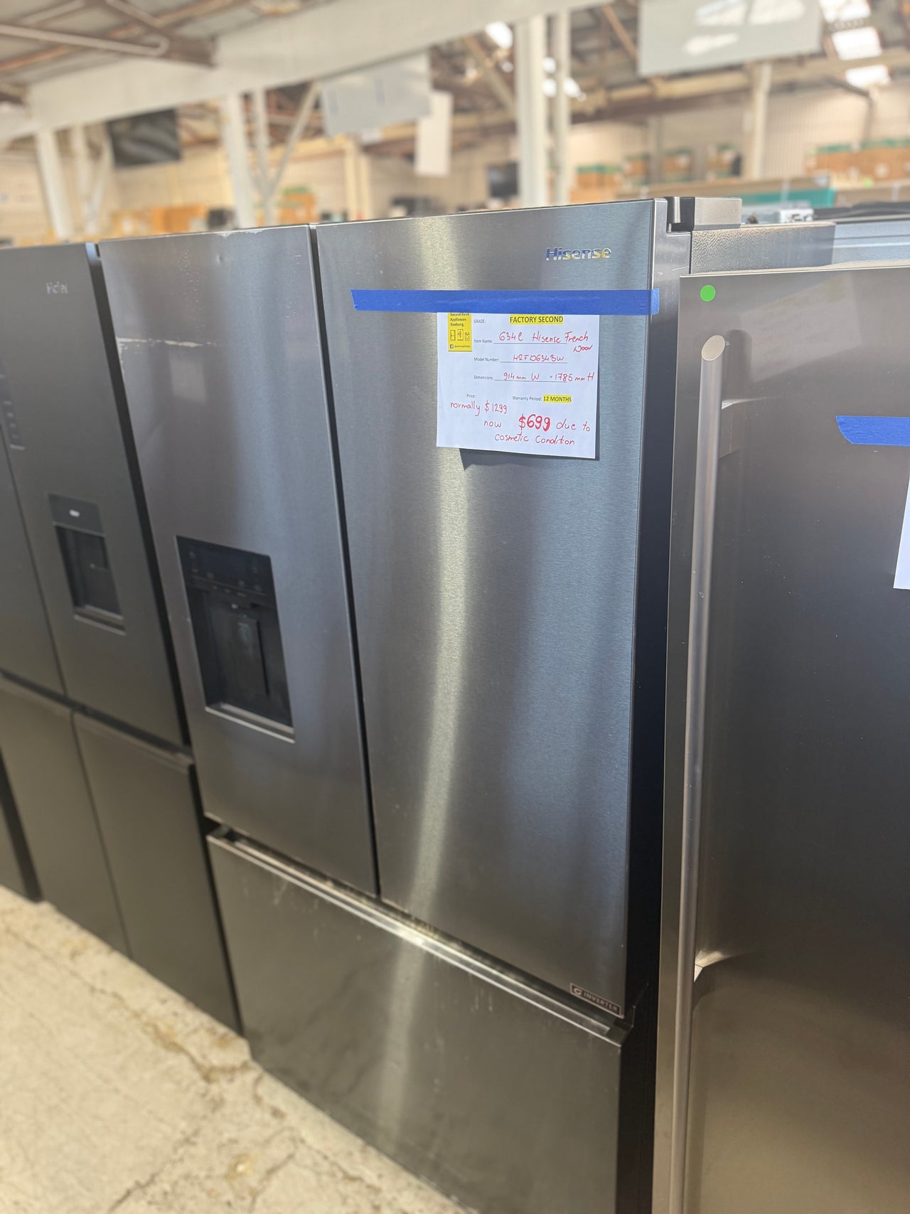 Factory Second Hisense 634L French Door Refrigerator – Black (HRFD634BW)