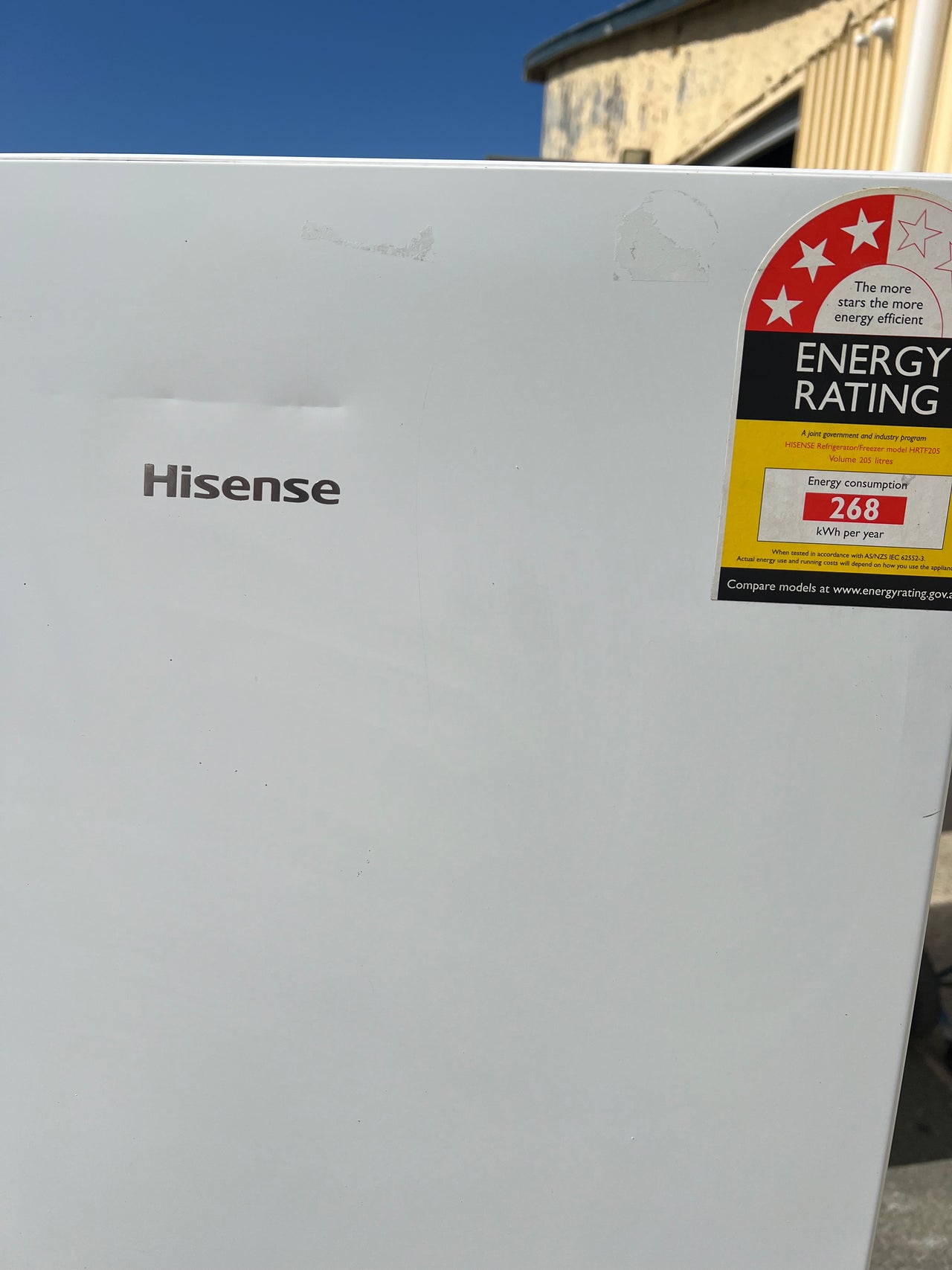 Factory second Hisense 205L Top Mount Frost Free Refrigerator Model: HRTF205 - Second Hand Appliances Geebung