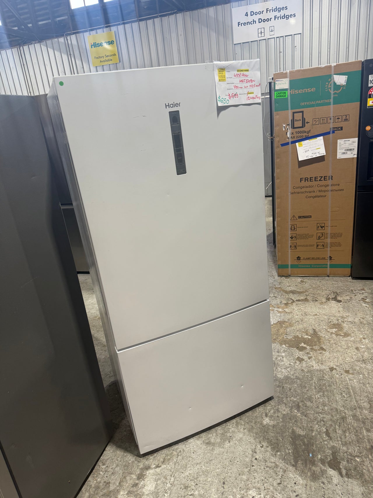 Second hand Haier 498L Bottom Mount Frost Free Fridge HRF520BW