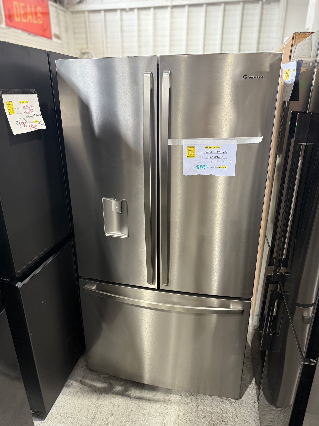 Factory second Westinghouse 605L Side by Side Fridge – Stainless Steel WHE6060SB