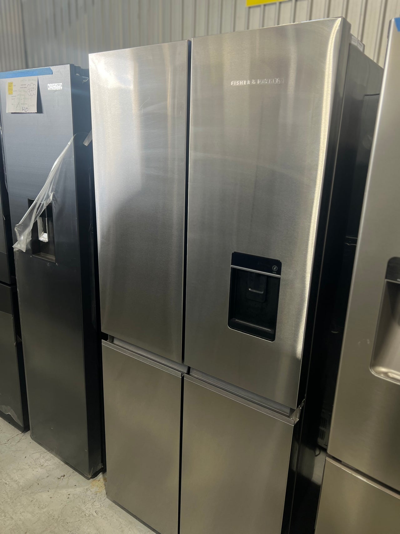 Factory second Fisher&Paykel 498L Quad Door Refrigerator Freezer with Ice and Water Stainless Steel Model: RF500QNUX1 - Second Hand Appliances Geebung