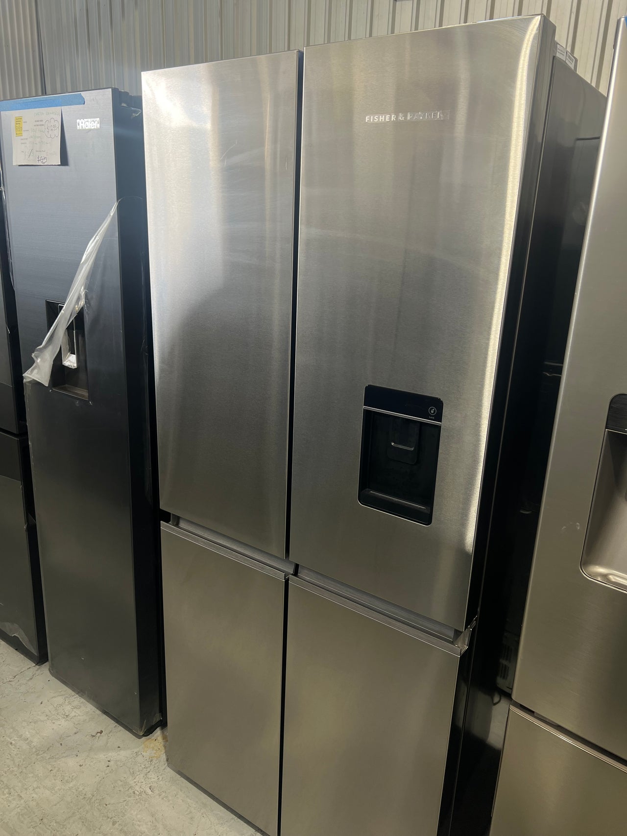 Factory second Fisher&Paykel 498L Quad Door Refrigerator Freezer with Ice and Water Stainless Steel Model: RF500QNUX1 - Second Hand Appliances Geebung