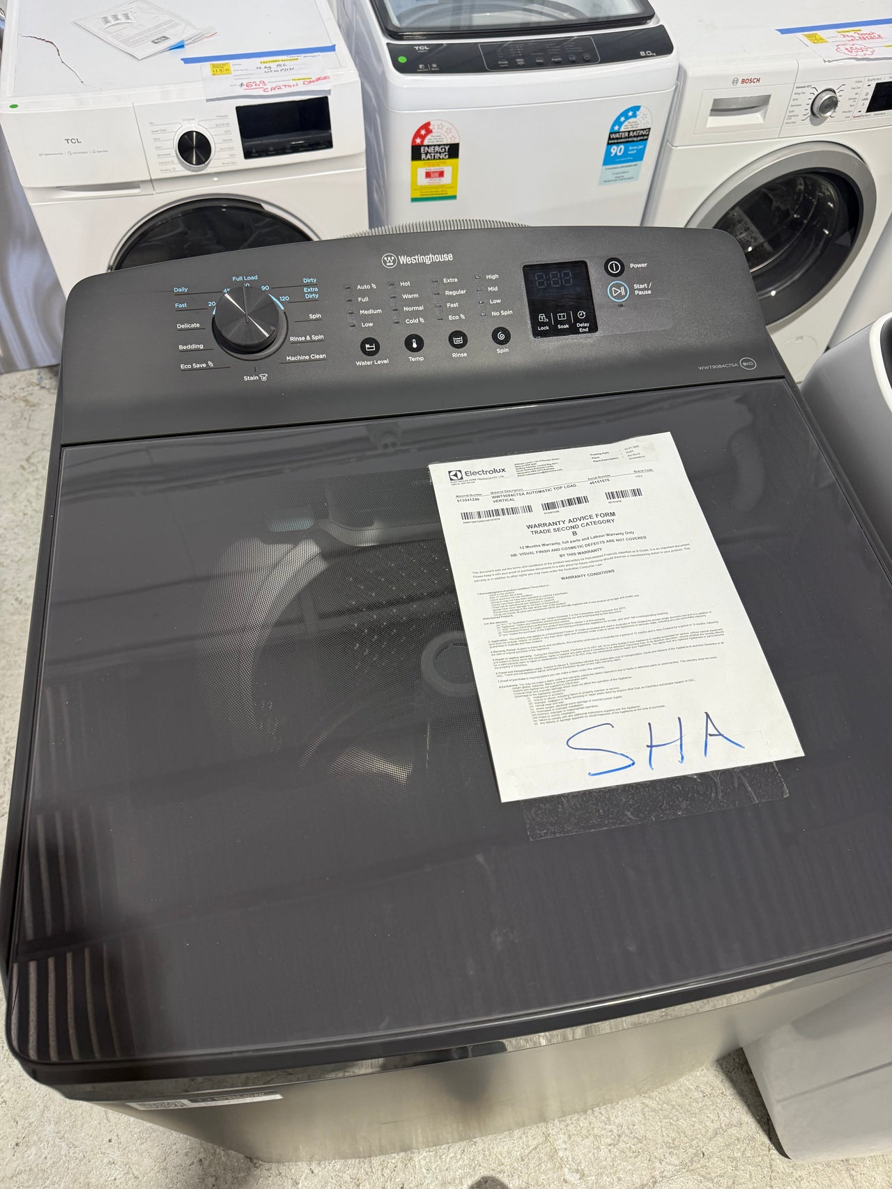 Factory second Westinghouse WWT9084C7SA – 9 kg EasyCare Top Load Washing Machine
