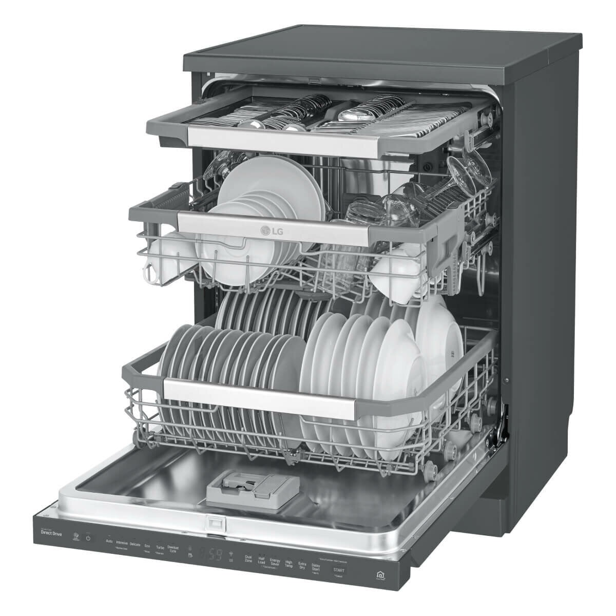 Transportation damaged LG QuadWash® Freestanding Dishwasher – Model: XD3A15MB (Matte Black) - Second Hand Appliances Geebung