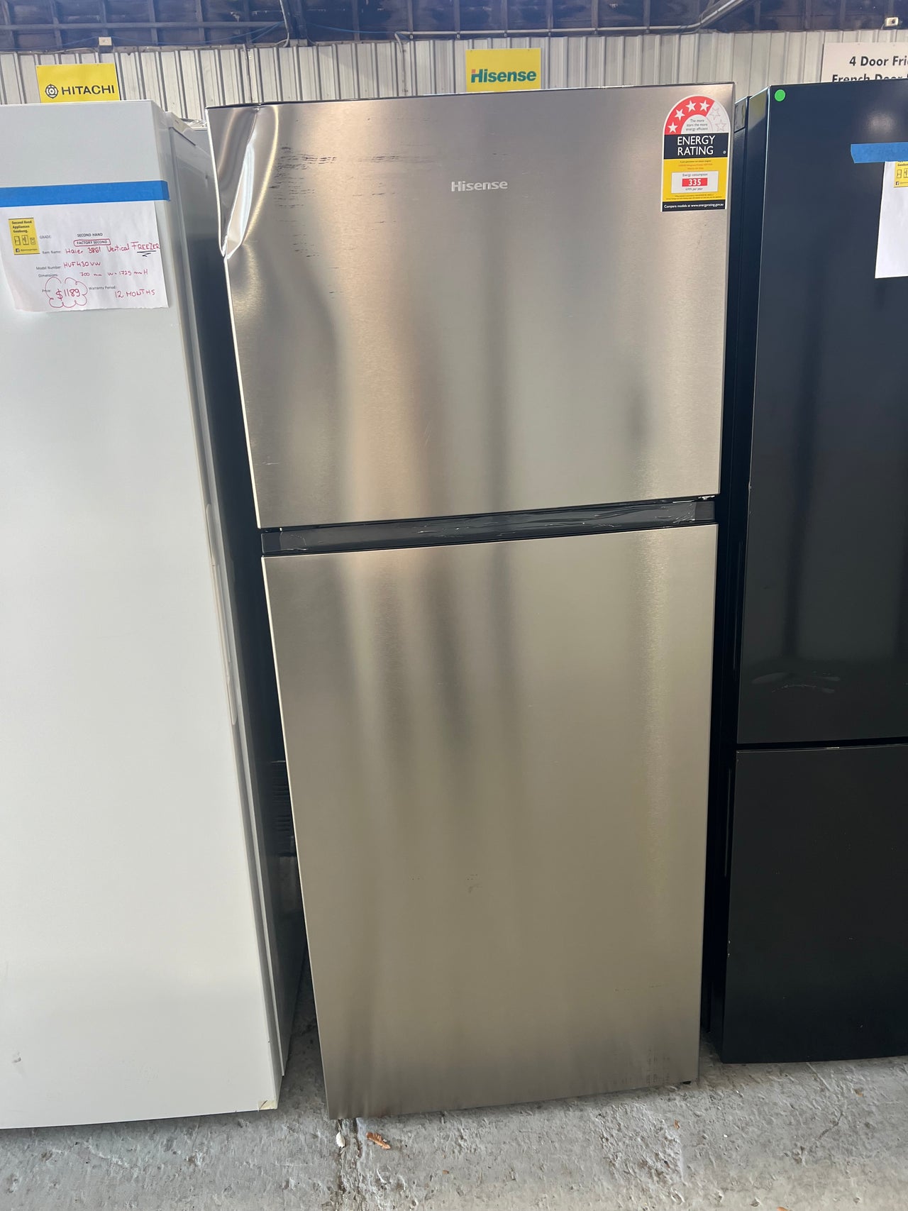 Transportation damaged Hisense HRTF424S 424L Top Mount Fridge (Stainless Steel) HRTF424S - Second Hand Appliances Geebung