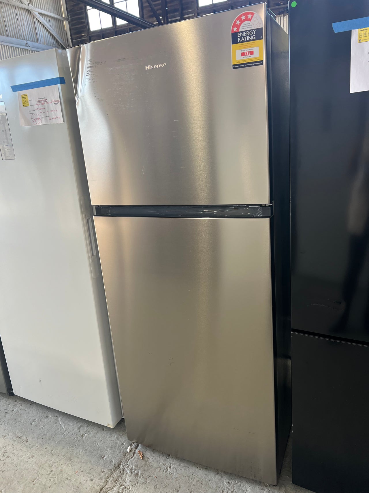 Transportation damaged Hisense HRTF424S 424L Top Mount Fridge (Stainless Steel) HRTF424S - Second Hand Appliances Geebung