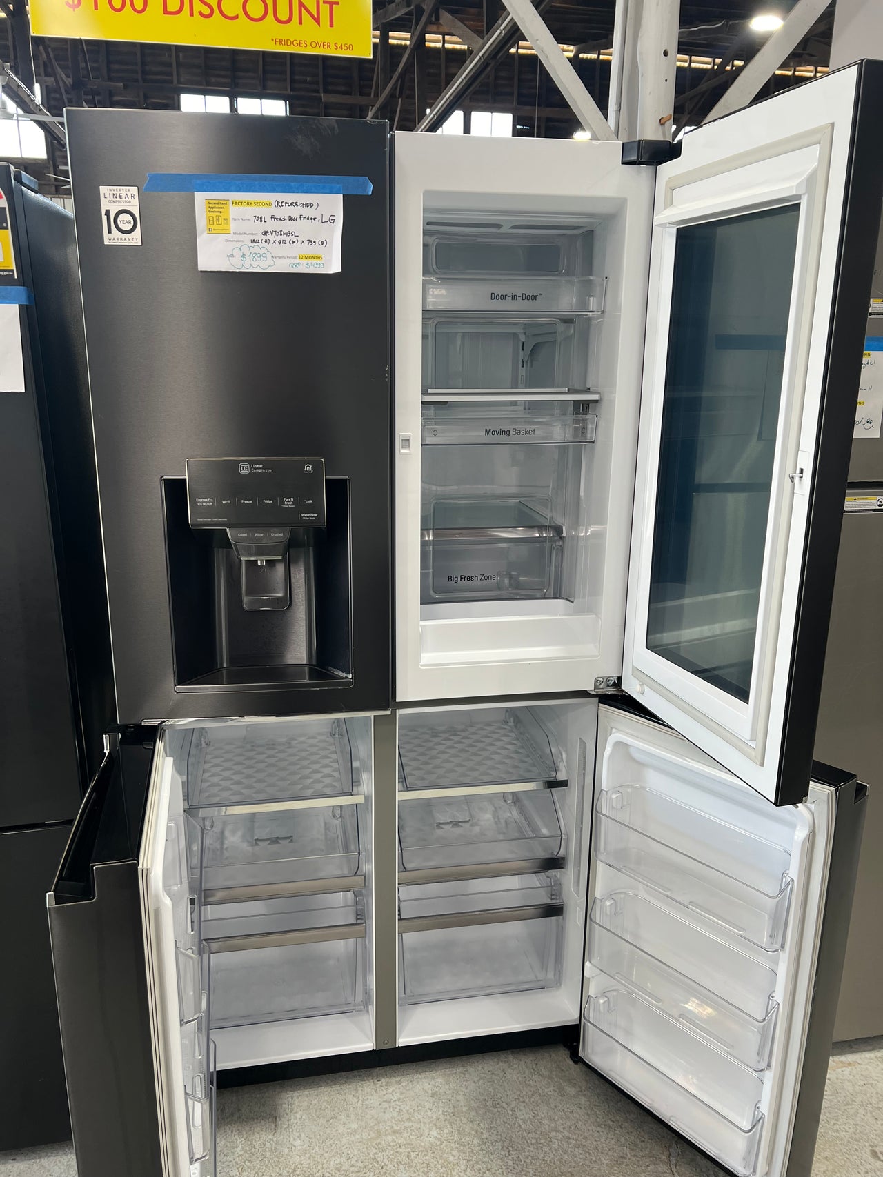 Factory second LG 708L InstaView Door-in-Door French Door Fridge – Matte Black GF-V708MBSL - Second Hand Appliances Geebung