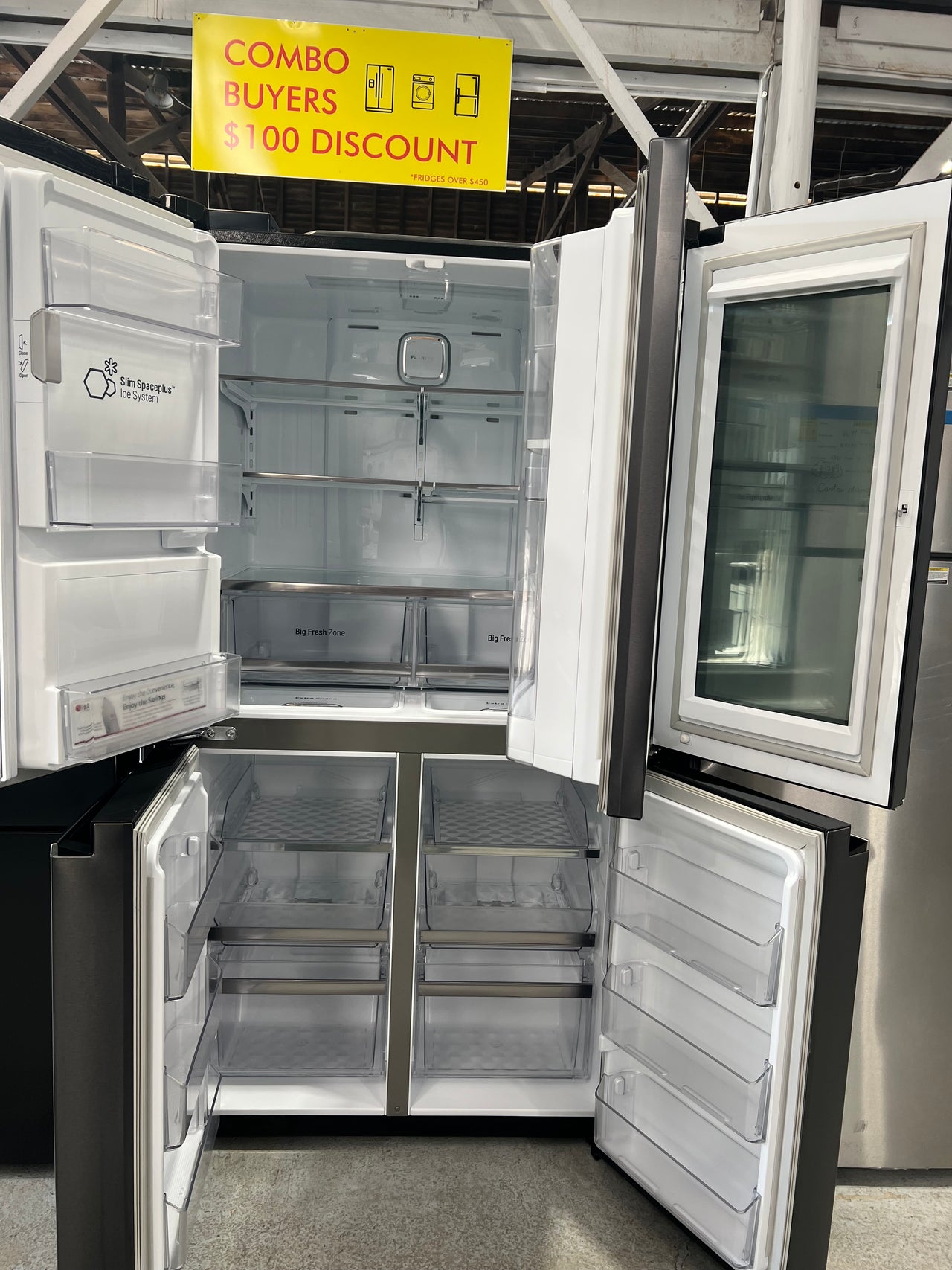 Factory second LG 708L InstaView Door-in-Door French Door Fridge – Matte Black GF-V708MBSL Inside