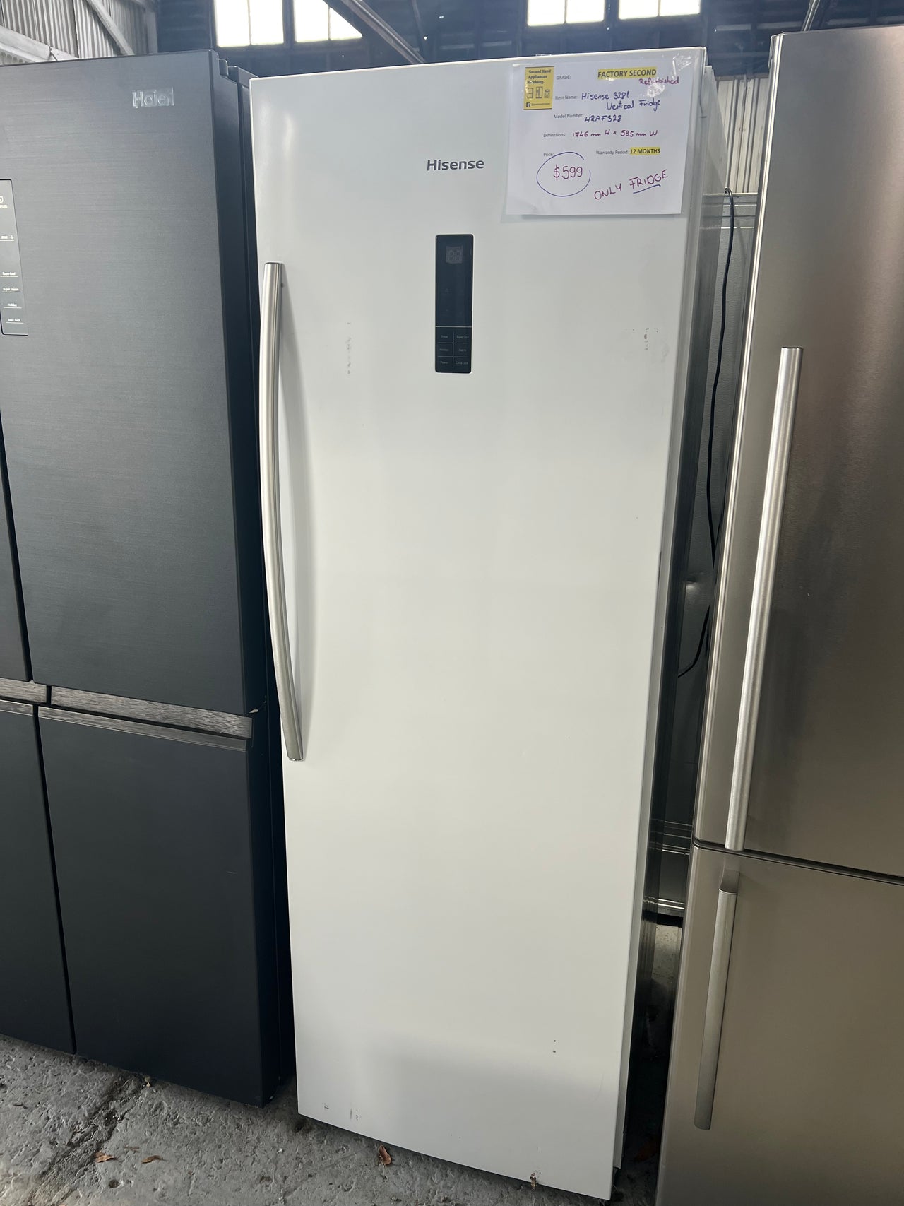 Factory second Hisense 328L Upright Fridge HRAF328 - Second Hand Appliances Geebung